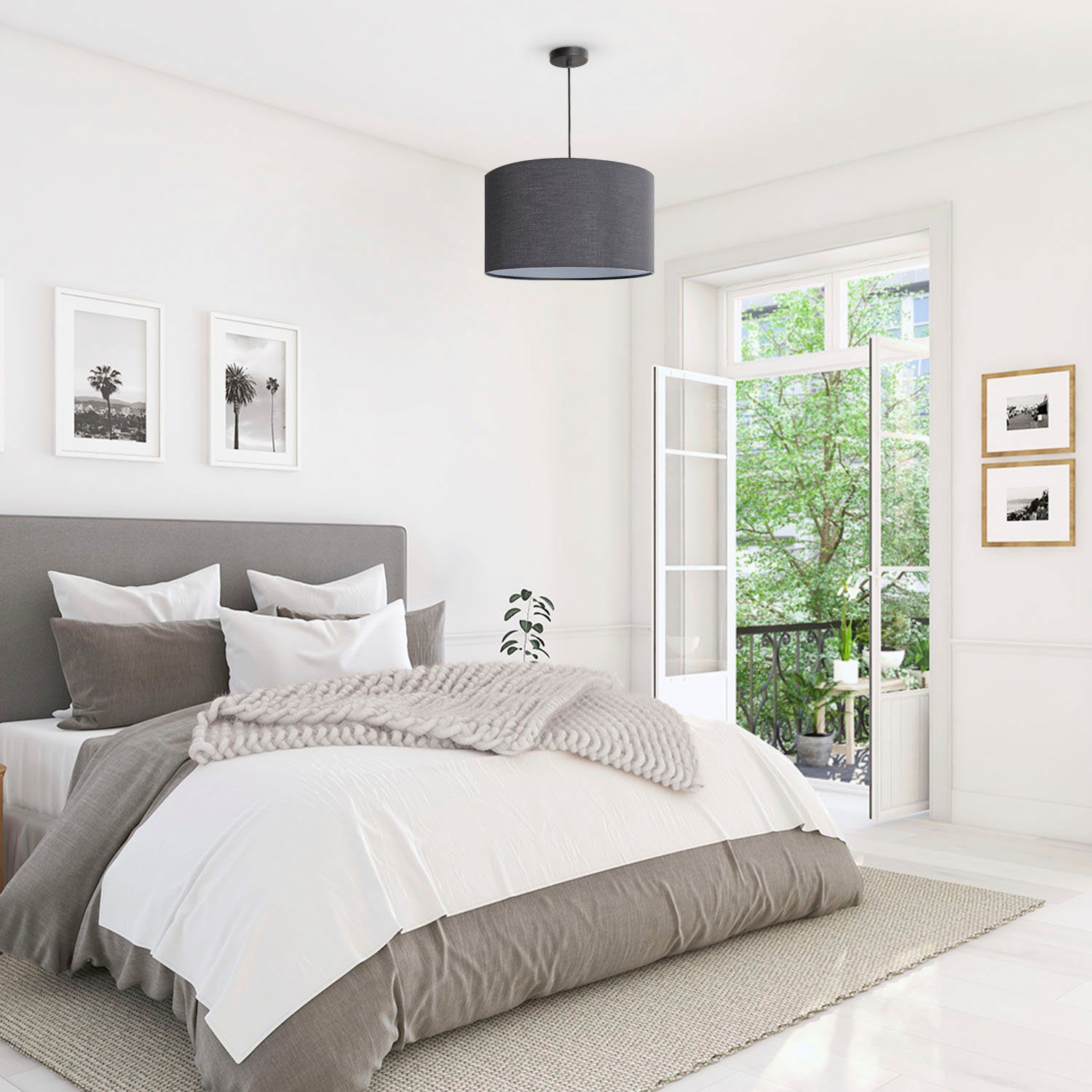 Paco Home Hanglamp Hugo uni Color Plafondlamp LED woonkamer en slaapkamer, effen kleuren, decoratie E27