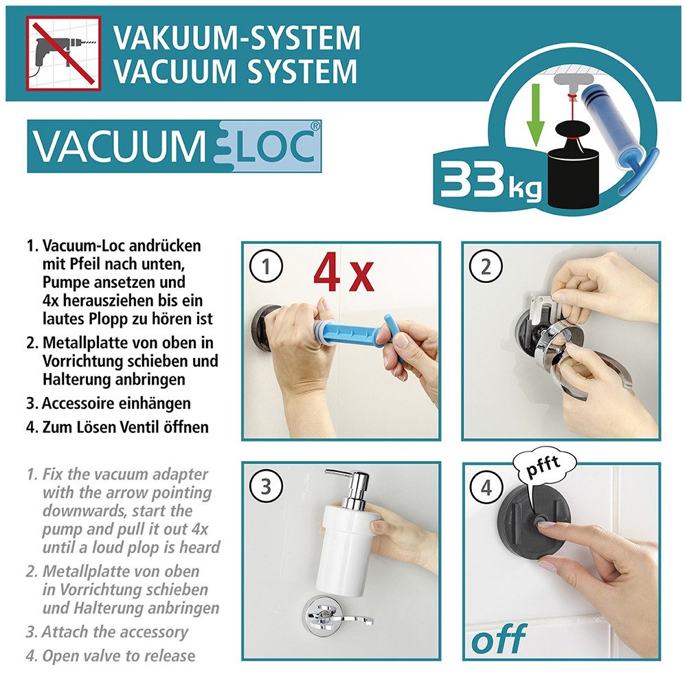 WENKO Toiletrolhouder Vacuum-Loc® model Capri van zinkgietwerk, bevestiging zonder boren