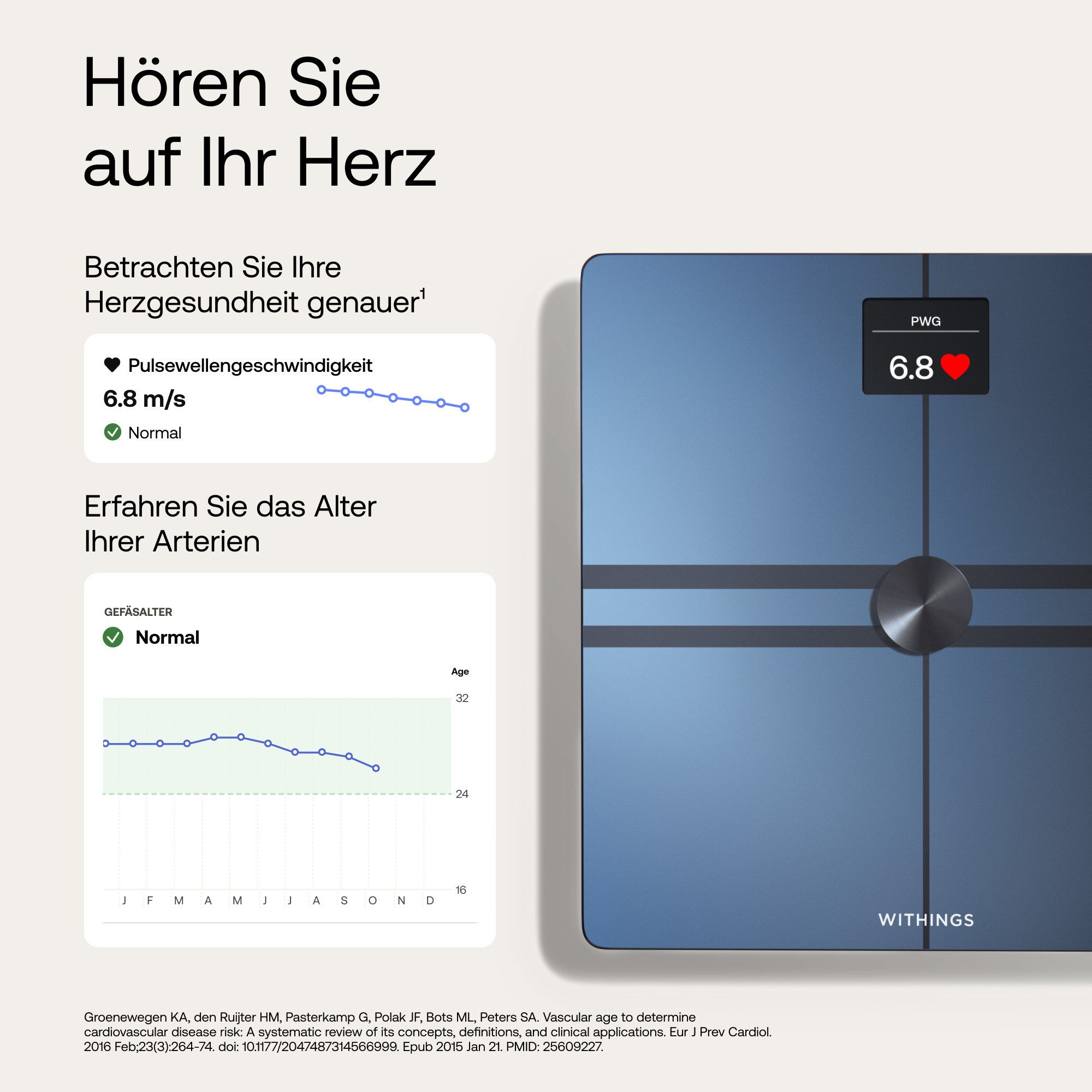 Withings Personenweegschaal Body Comp, Wi-Fi of Bluetooth-connectiviteit speciale modi voor zwangerschap, baby's en atleten
