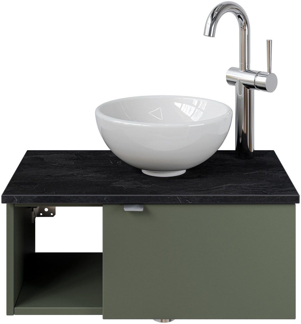 Saphir Wastafelonderkast Serie 6915 wastafel met onderkast voor gastenbadkamer, tweede toilet (3-delig) wastafelmeubels groen
