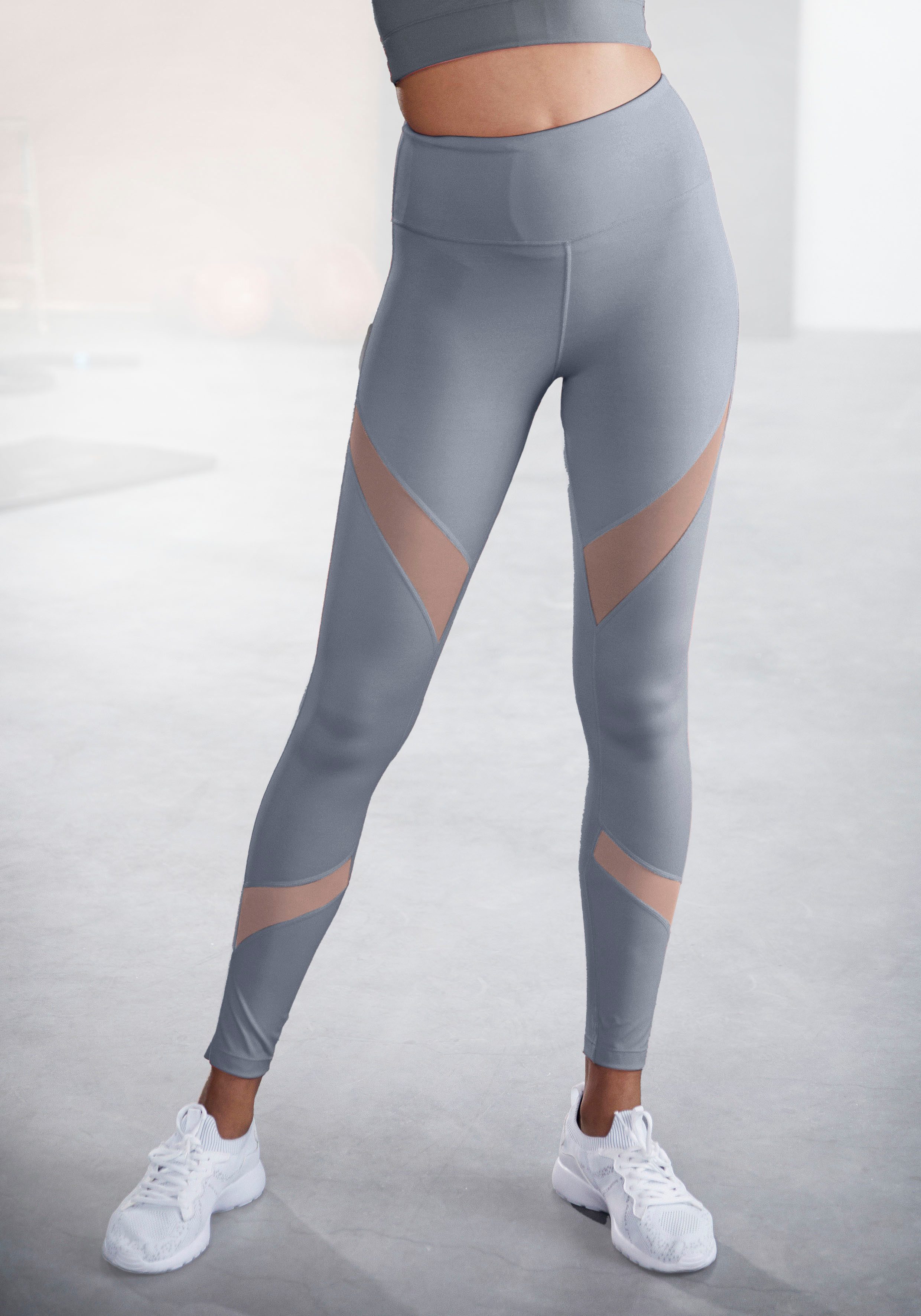 active by Lascana Functionele legging met kleine rimpeling, loungewear dames hardloopbroeken maat XS (32/34) blauw