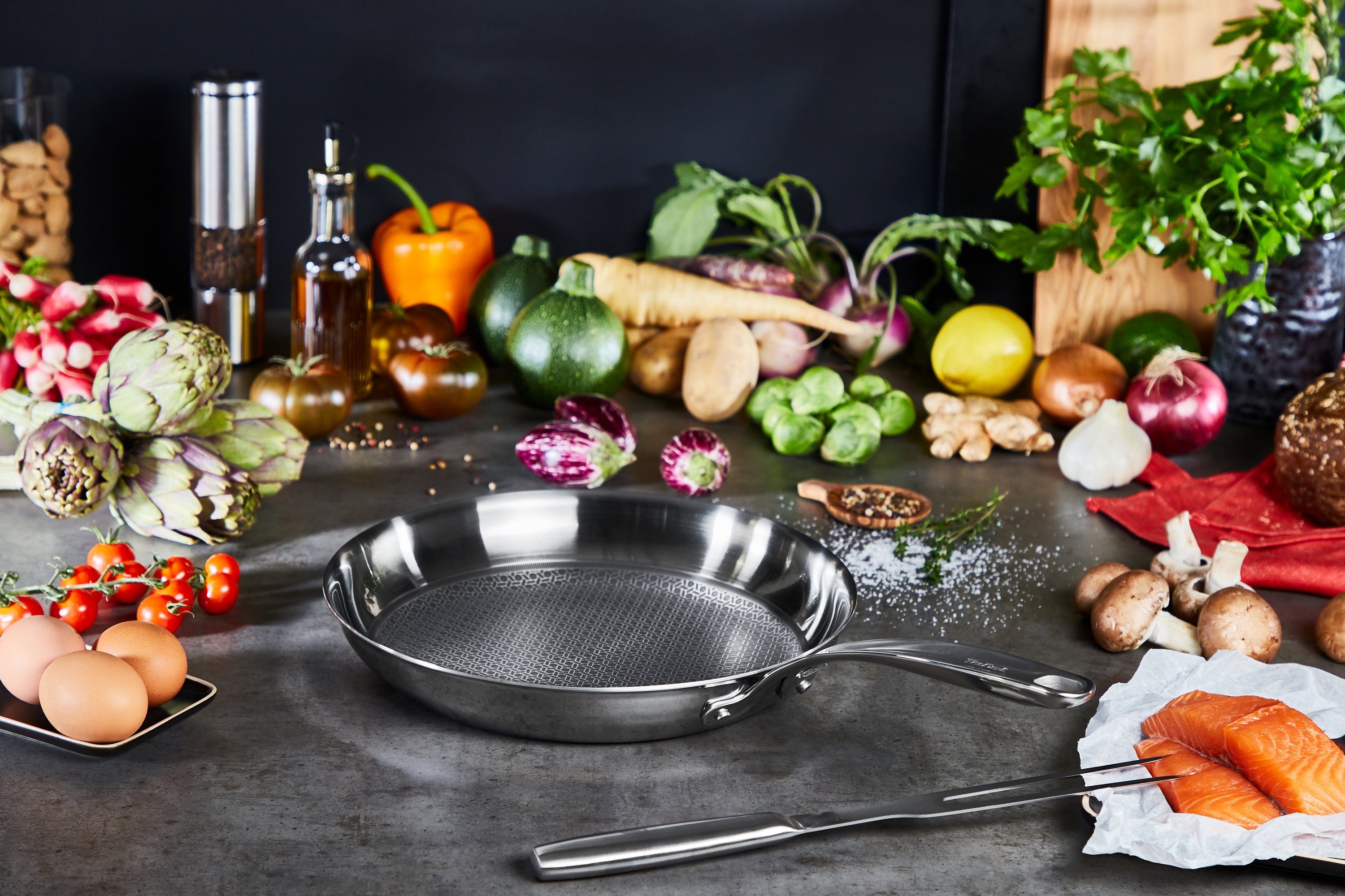 Tefal Koekenpan Eternal Mesh Triply 3-laags materiaal, mesh-coating, geschikt voor alle kookplaten, inductie (1-delig)