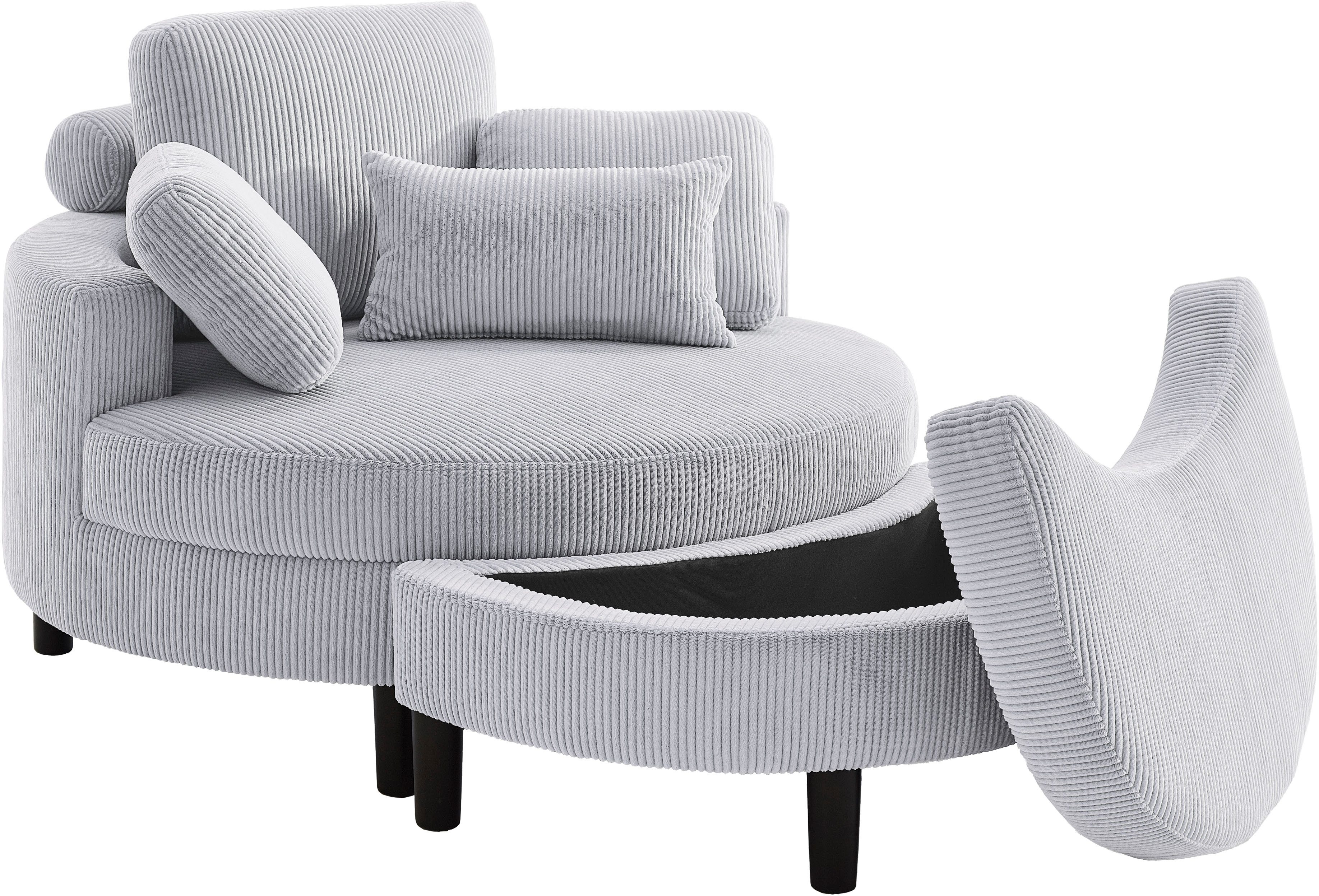 ATLANTIC home collection Loveseat Ravi XXL-stoel, inclusief opberghocker, rugkussen & drie sierkussens