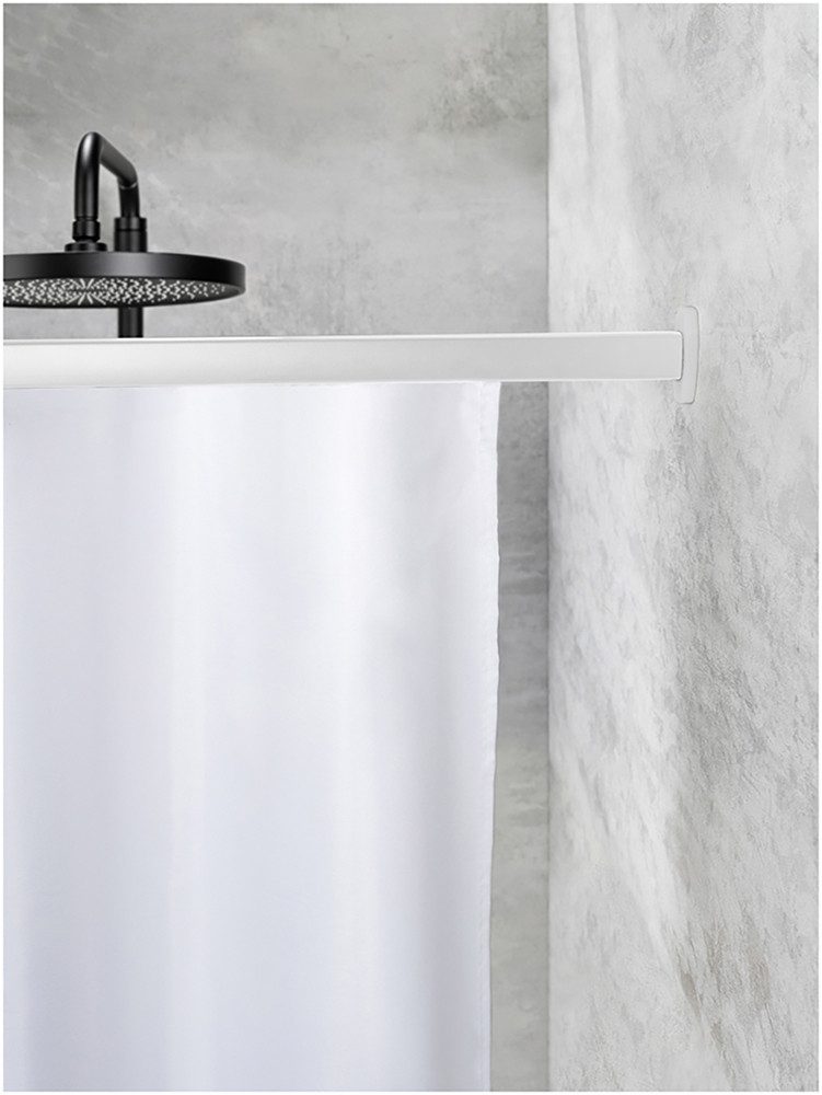 WENKO Hoekstang Model Era Hoekrail van aluminium voor douchegordijnen, inclusief 16 speciale glijders, 81 cm x 2 cm