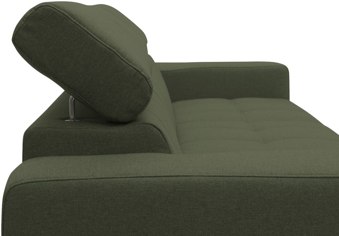 DOMO collection Hoekbank Trento L-vorm, met sledevoet of enkele voet naar keuze met verstelbare hoofdsteun, récamier links/rechts bestelbaar
