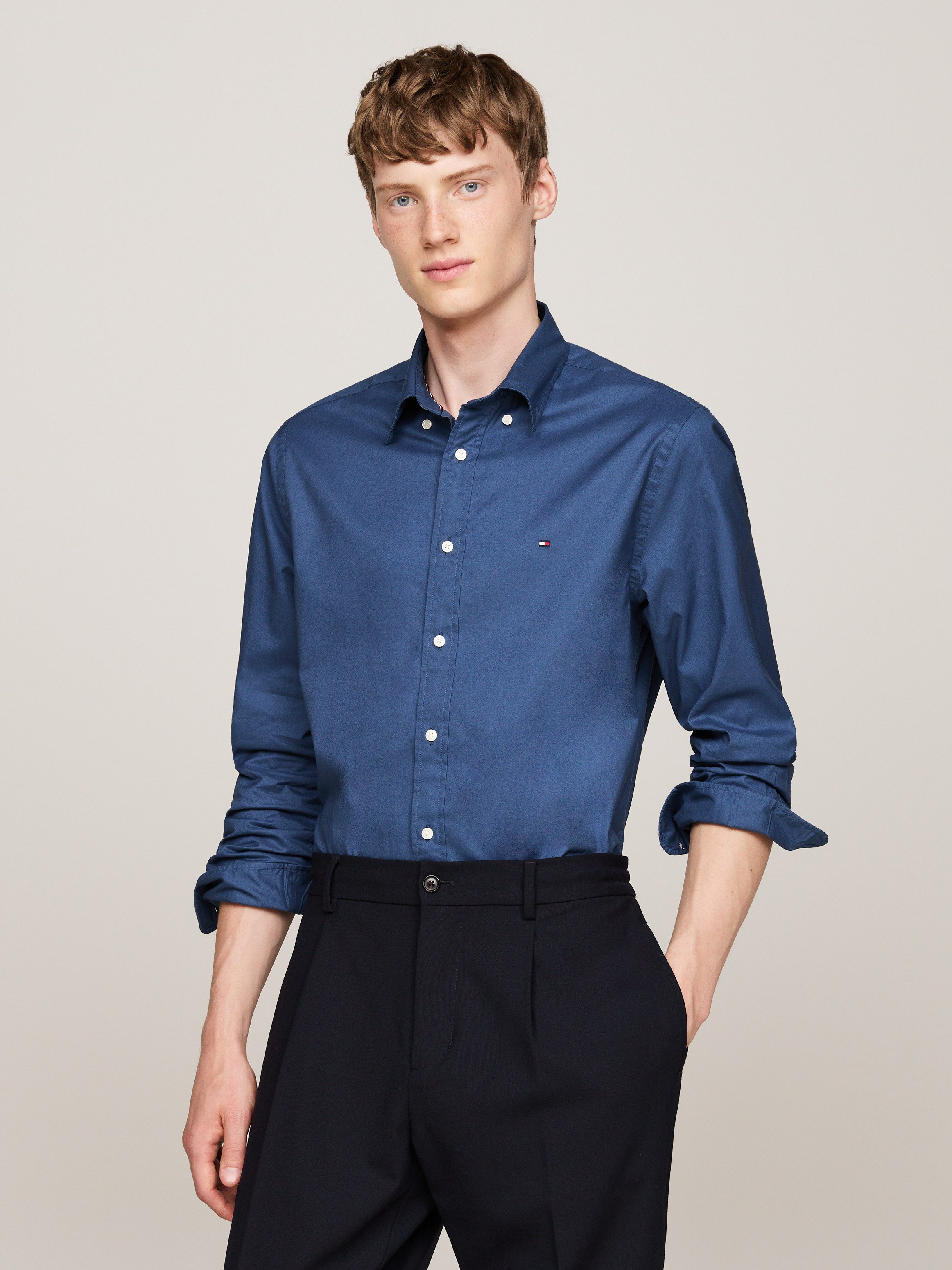 Tommy Hilfiger Overhemd met lange mouwen FLEX POPLIN RF SHIRT met labelschild binnenin de knoopsluiting (1-delig)
