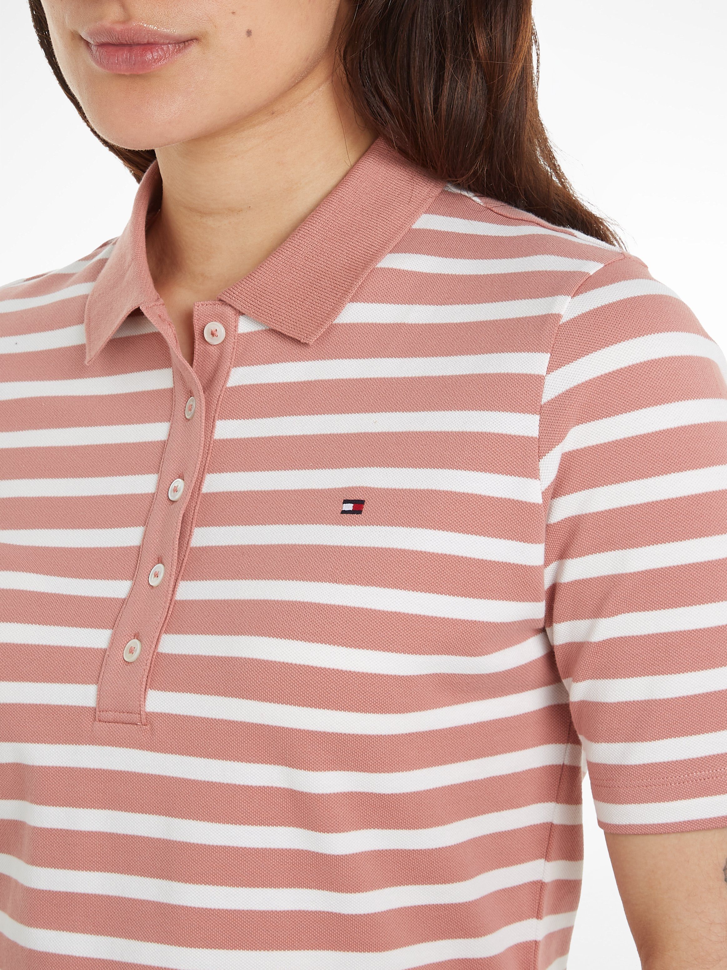 Tommy Hilfiger Poloshirt 1985 REG PIQUE STRIPE POLO SS met discreet geborduurd logo