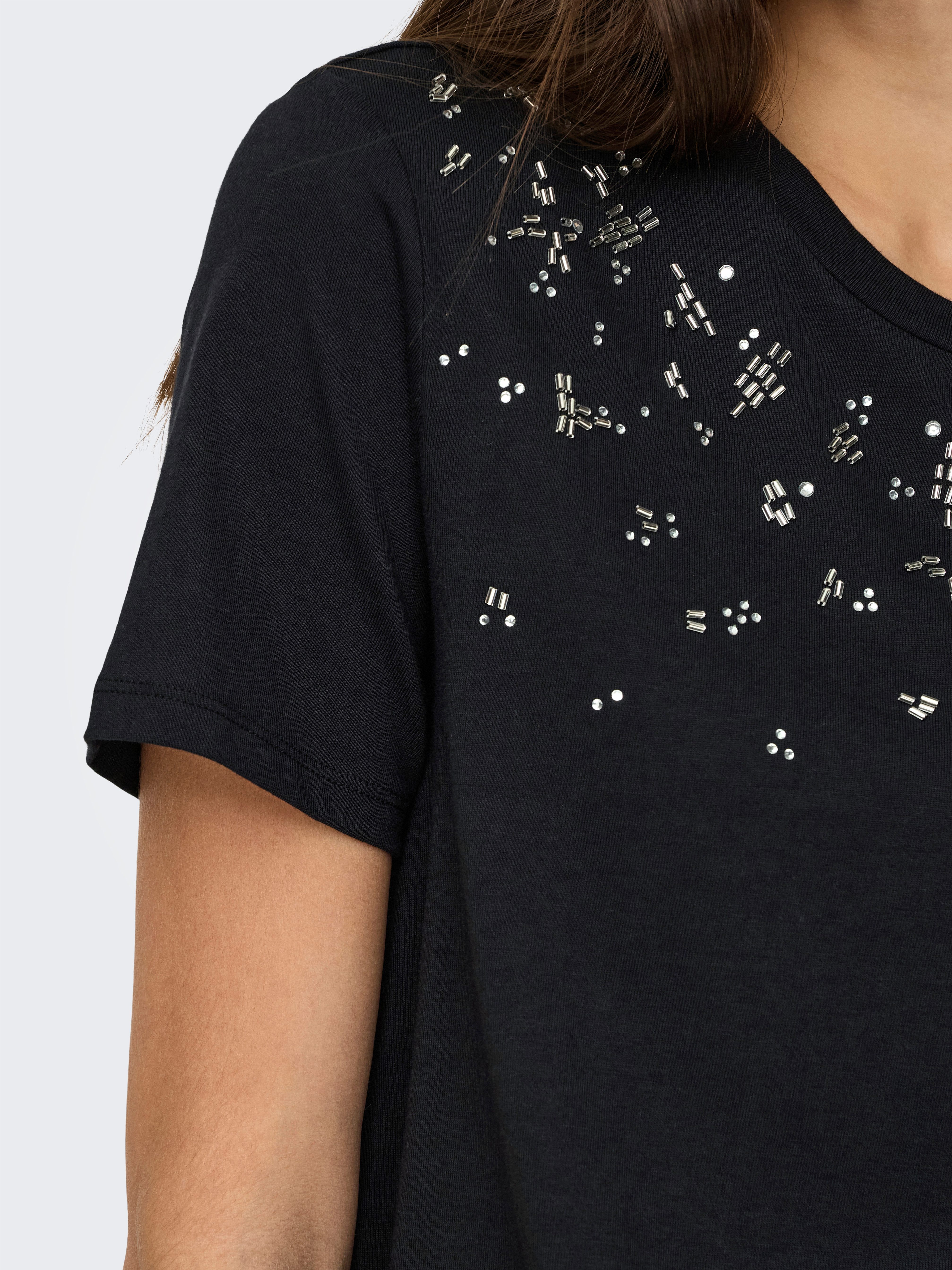Only Shirt met korte mouwen ONLPARKER S/S O-NECK BLING TOP BOX JRS
