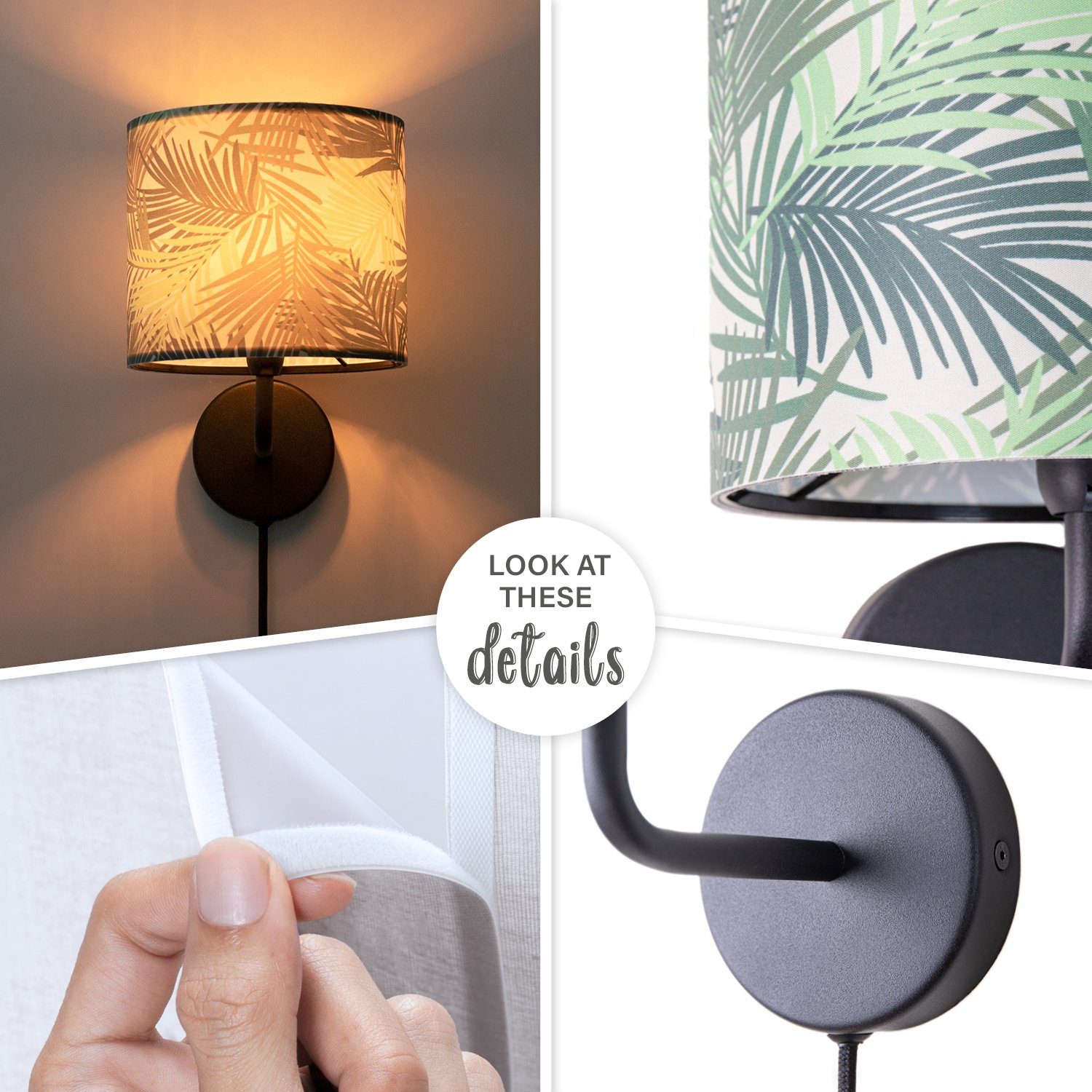 Paco Home Wandlamp Oostende 534 Woonkamerlamp lampenkap slaapkamer kantoor lamp jungle palm