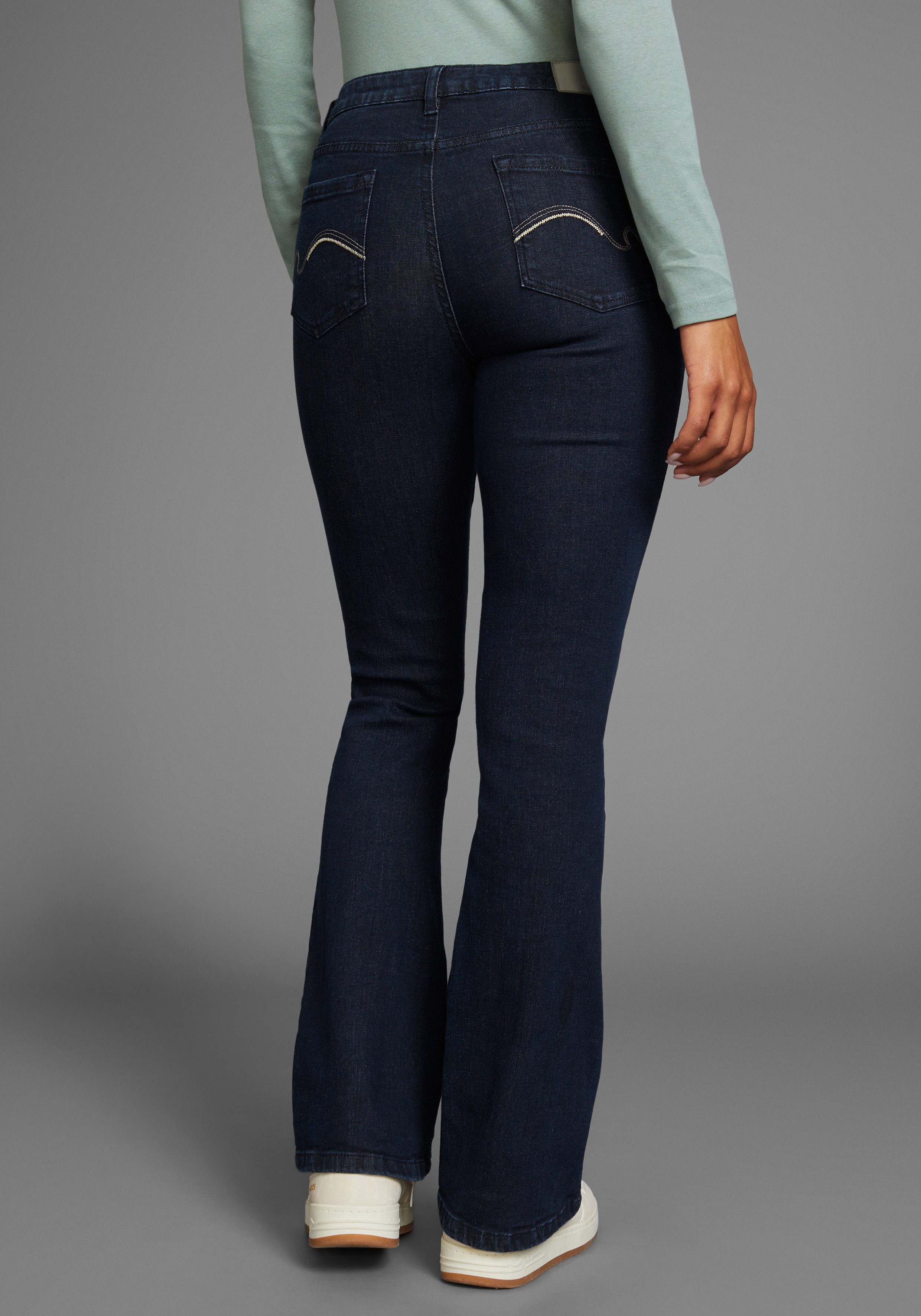 KangaROOS 5-pocket jeans uitlopende pijp used-wassing normale taillehoogte