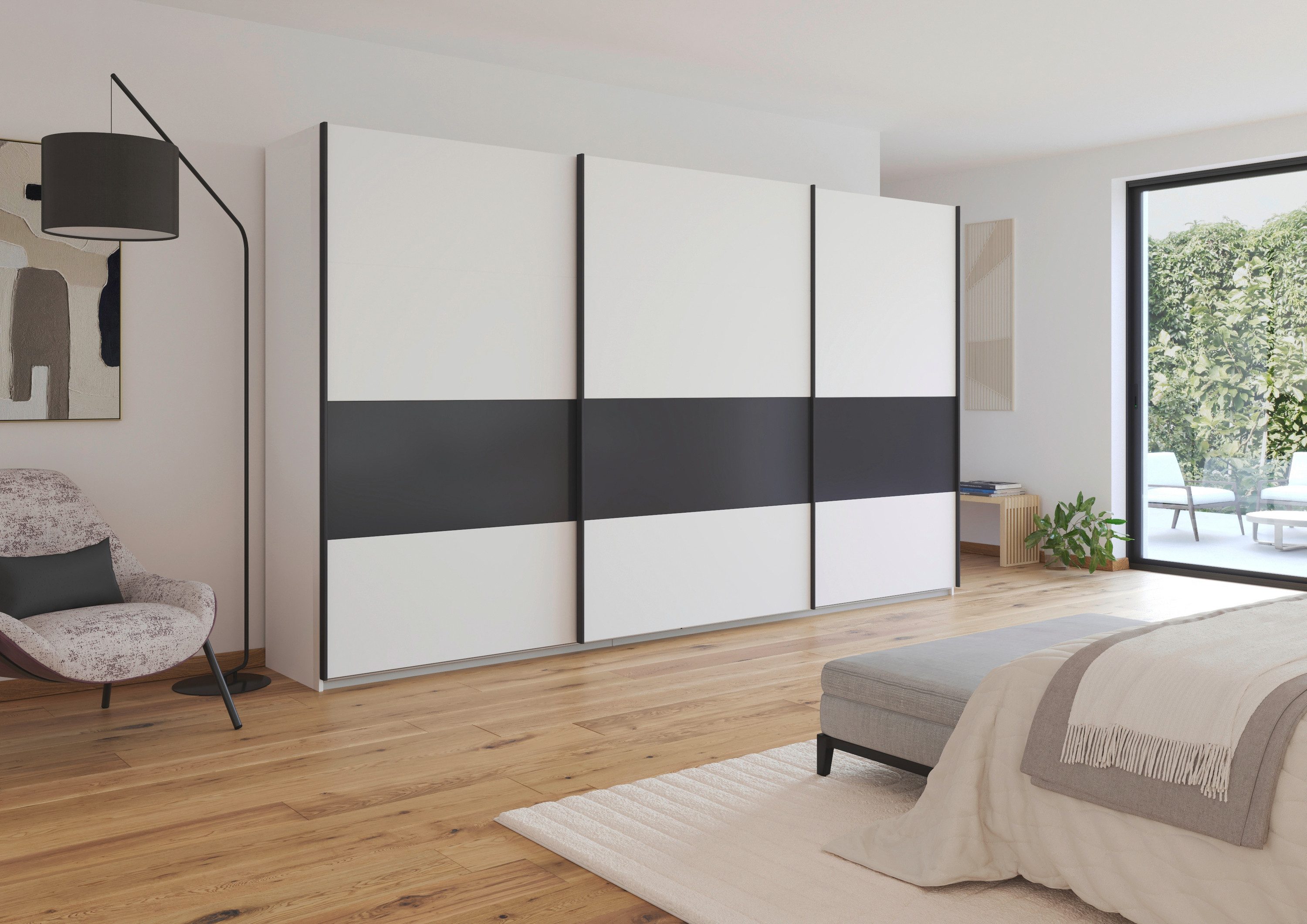 rauch Schuifdeurkast Kledingkast Kast Garderobe CORTONA inclusief indeling, 2 stoffen dozen en extra planken