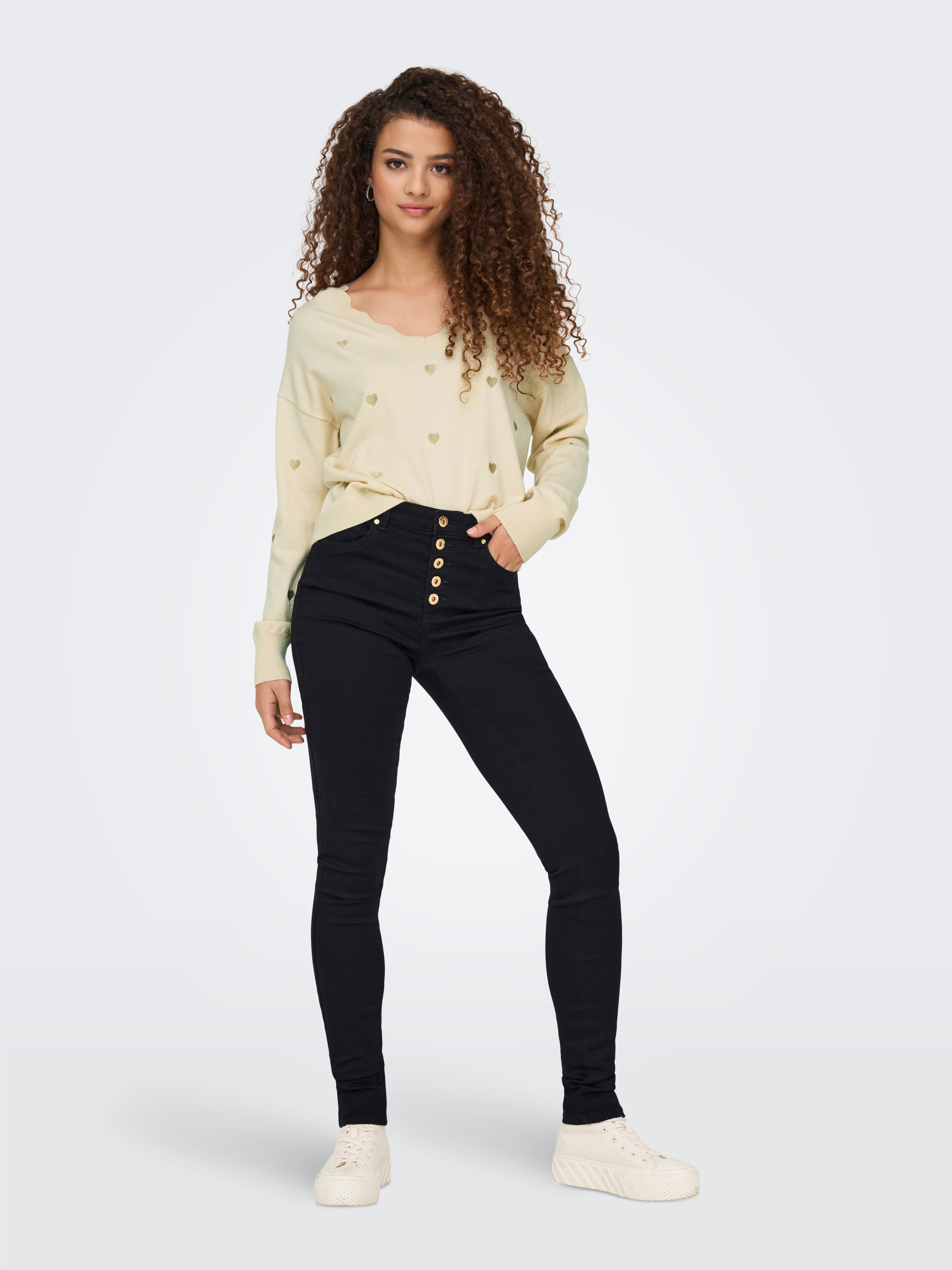 Only Gebreide trui ONLTIBA LS HEART V-NECK CS KNT