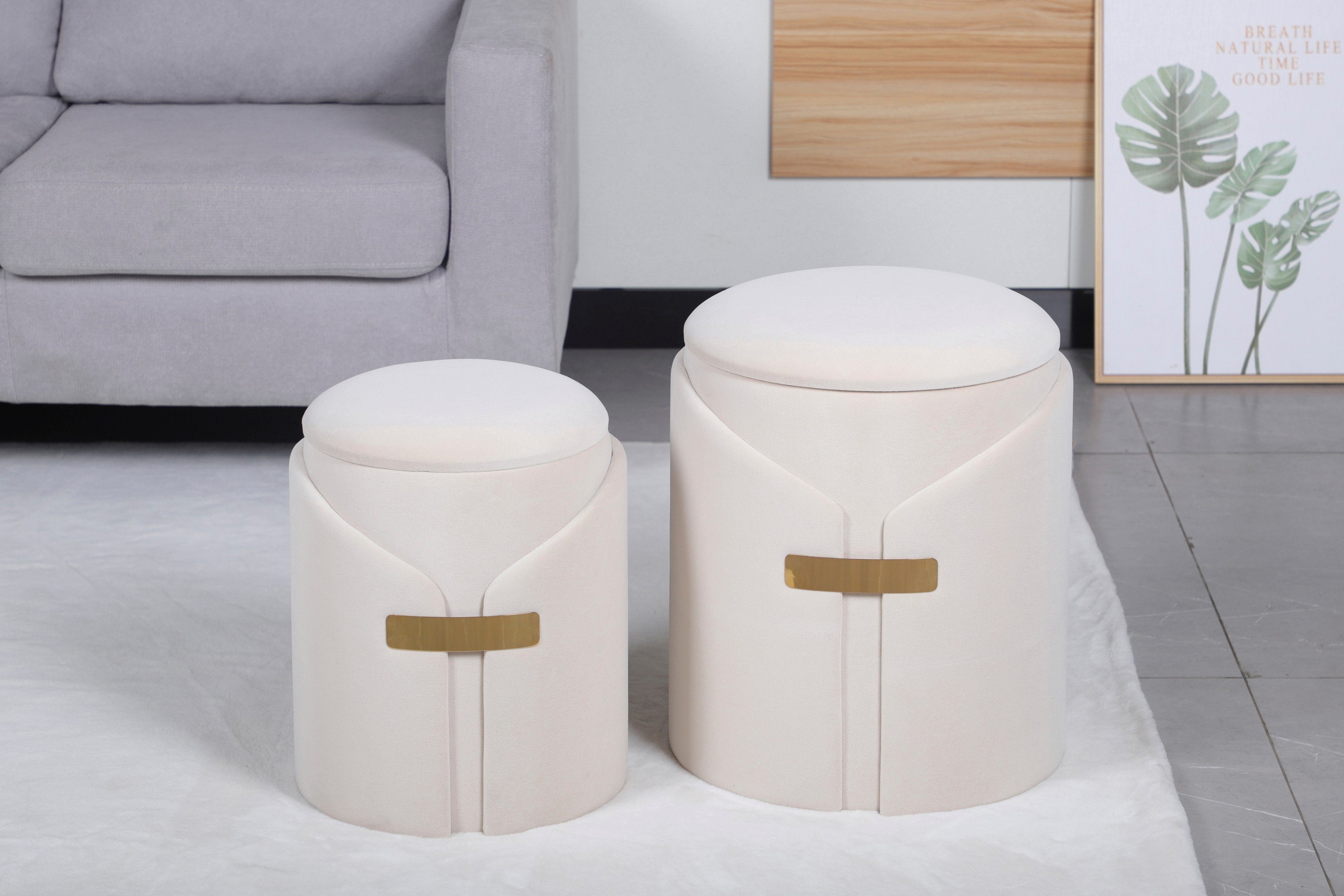 Kayoom Zithoek Kruk Forcet 125 2-delige set, elegante kunstfluwelen bekleding modern, met opbergruimte, decoratief, veel decoratieve kleurcombinaties (set, 2-delig)