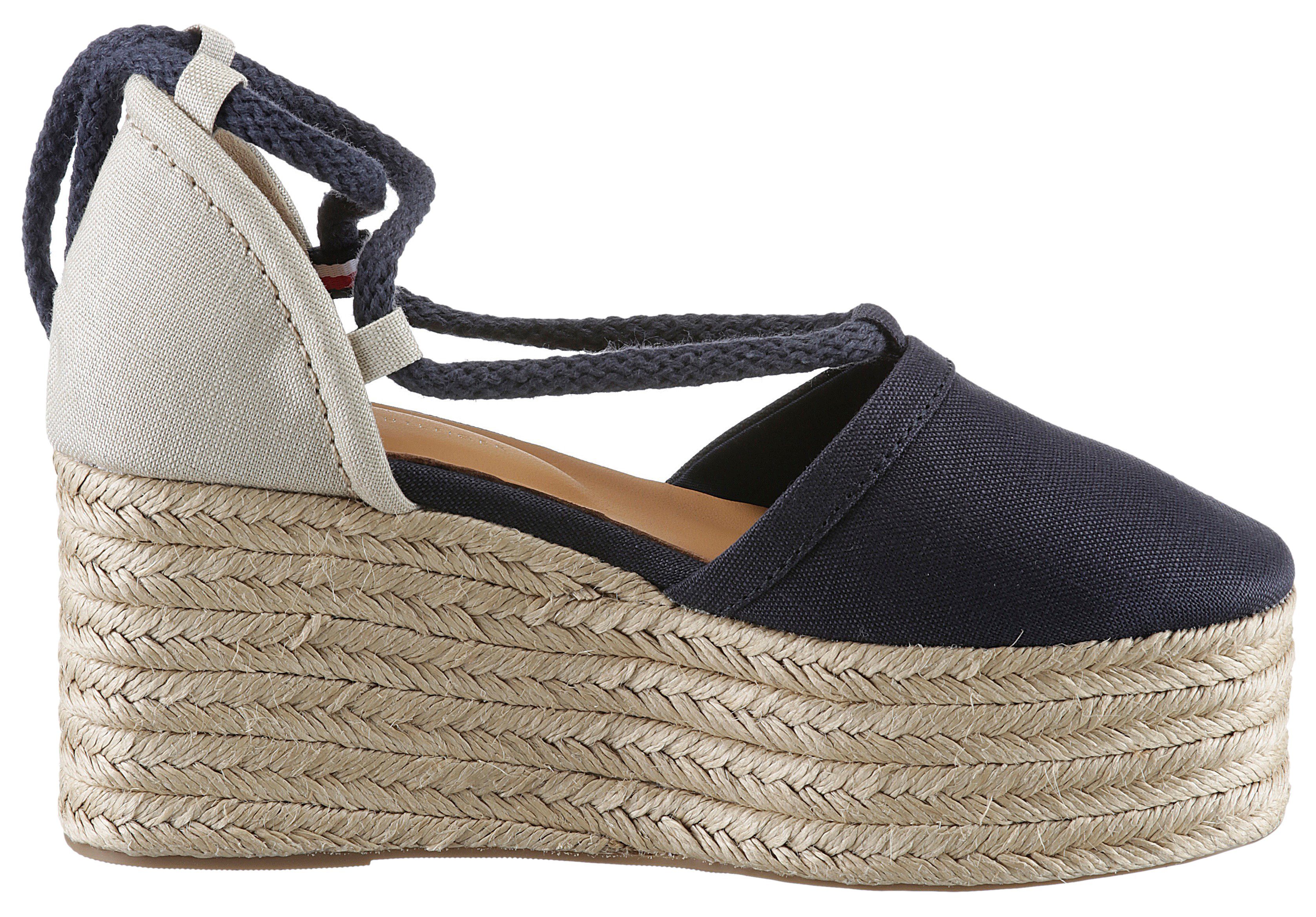 Tommy Hilfiger Espadrilles CLOSED TOE LINEN FLATFORM , zomerschoen, sleehak, met mooie enkelveters