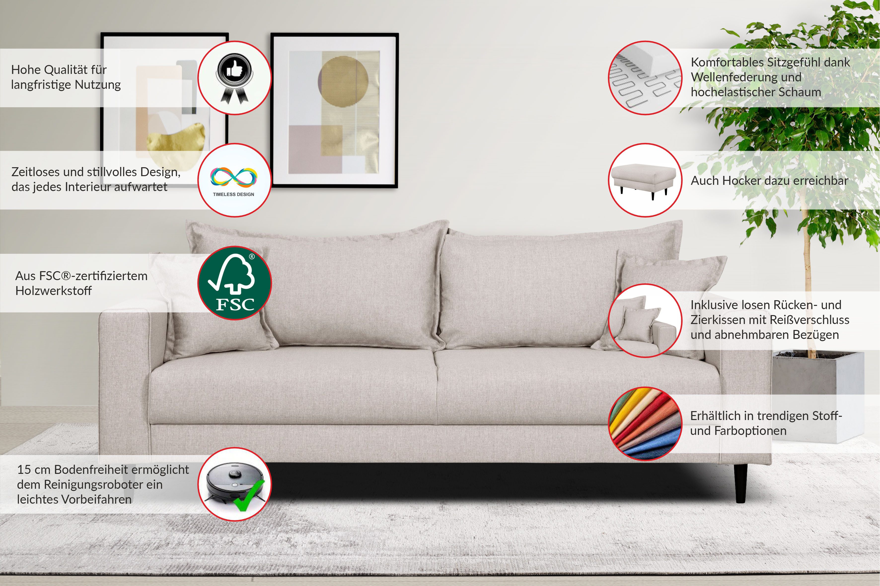 Home affaire 3-zitsbank VEYRAS
