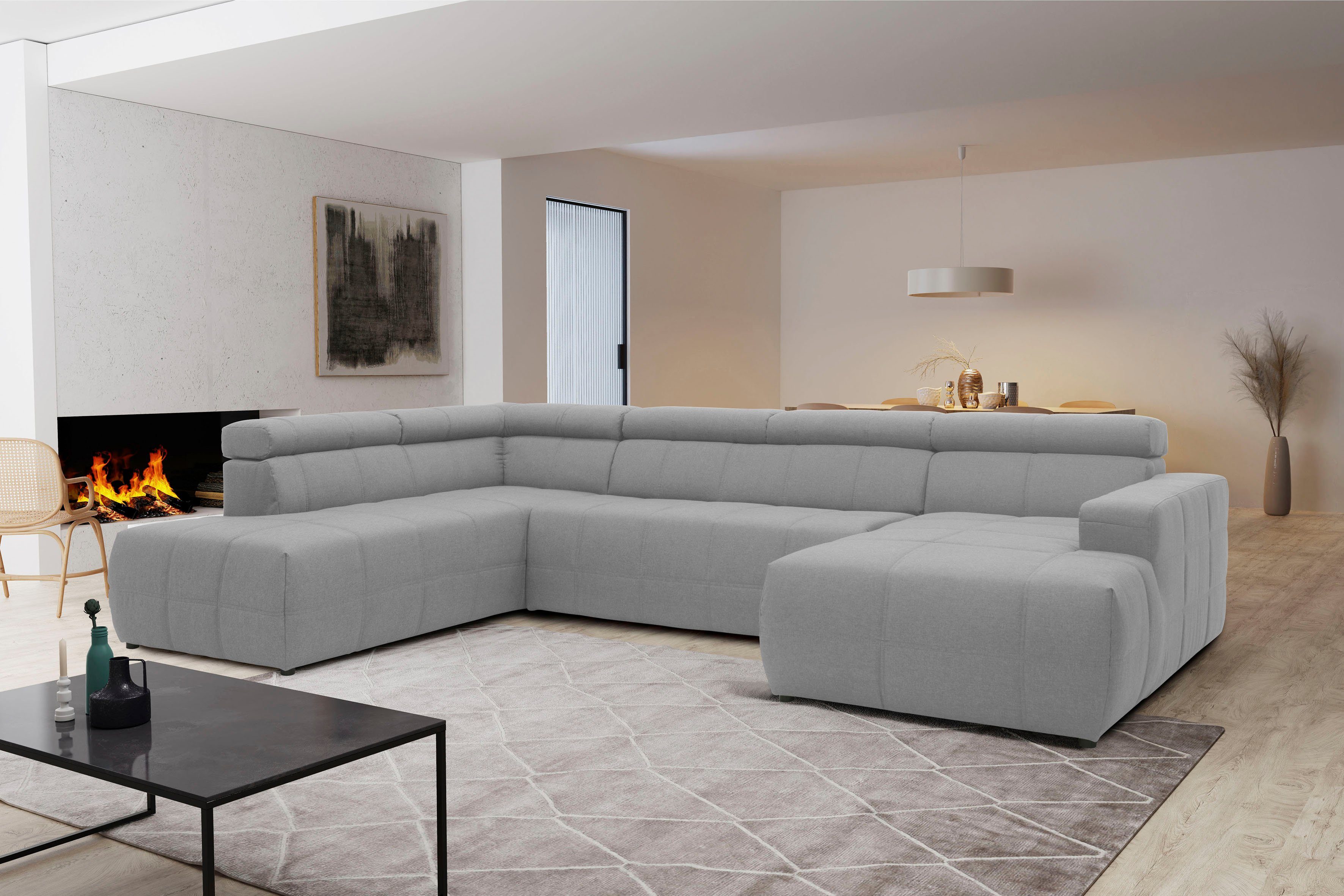 DOMO collection Zithoek Brandon, whlw. mit Sitztiefenverstellung, inkl. Nierenkissen met hoofdsteunverstelling, optionele zitdiepteverstelling, u-vorm