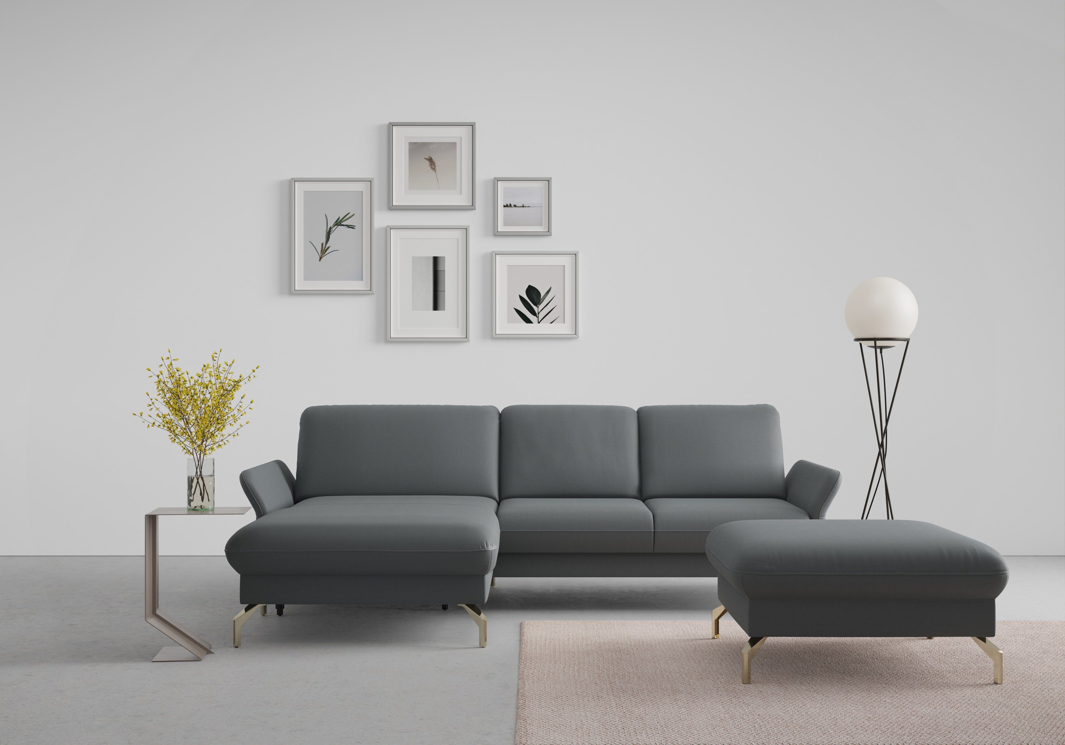 sit&more Hoekbank Fashion L-vorm naar keuze met verstelbare hoofdsteun, uittrekzitting, motorisch, nikkel poten
