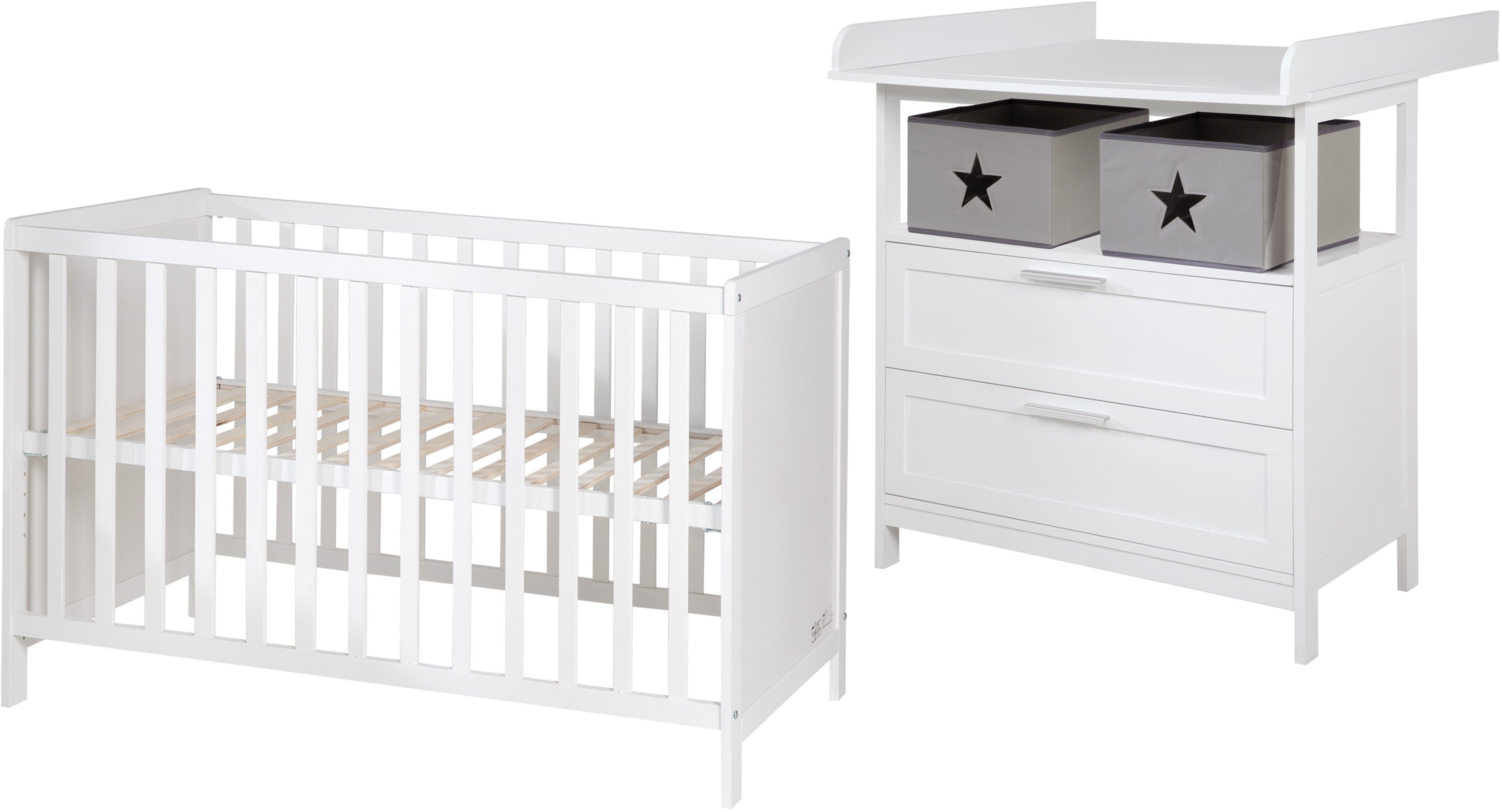 Roba® Babymeubelset Hamburg met kinderbed en commode met 2 laden (voordeelset, 2 stuks)