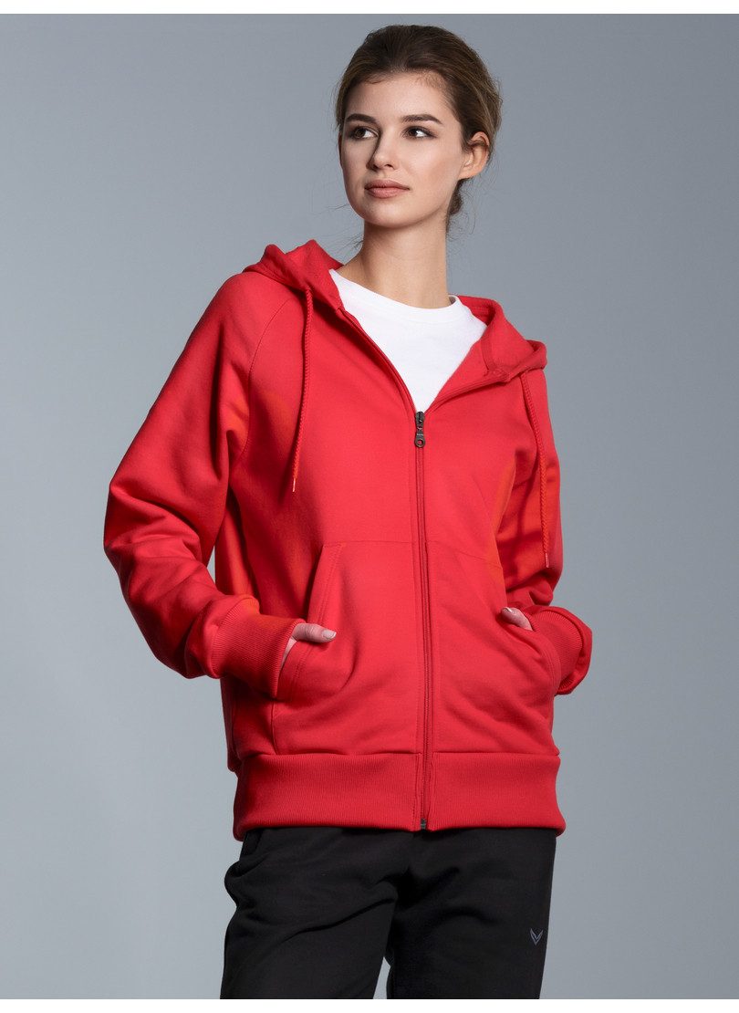 Trigema Sweatvest TRIGEMA sweatvest met capuchon (1-delig) dames sweatvesten maat XXL rood