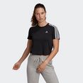 adidas performance t-shirt essentials loose 3-stripes cropped zwart
