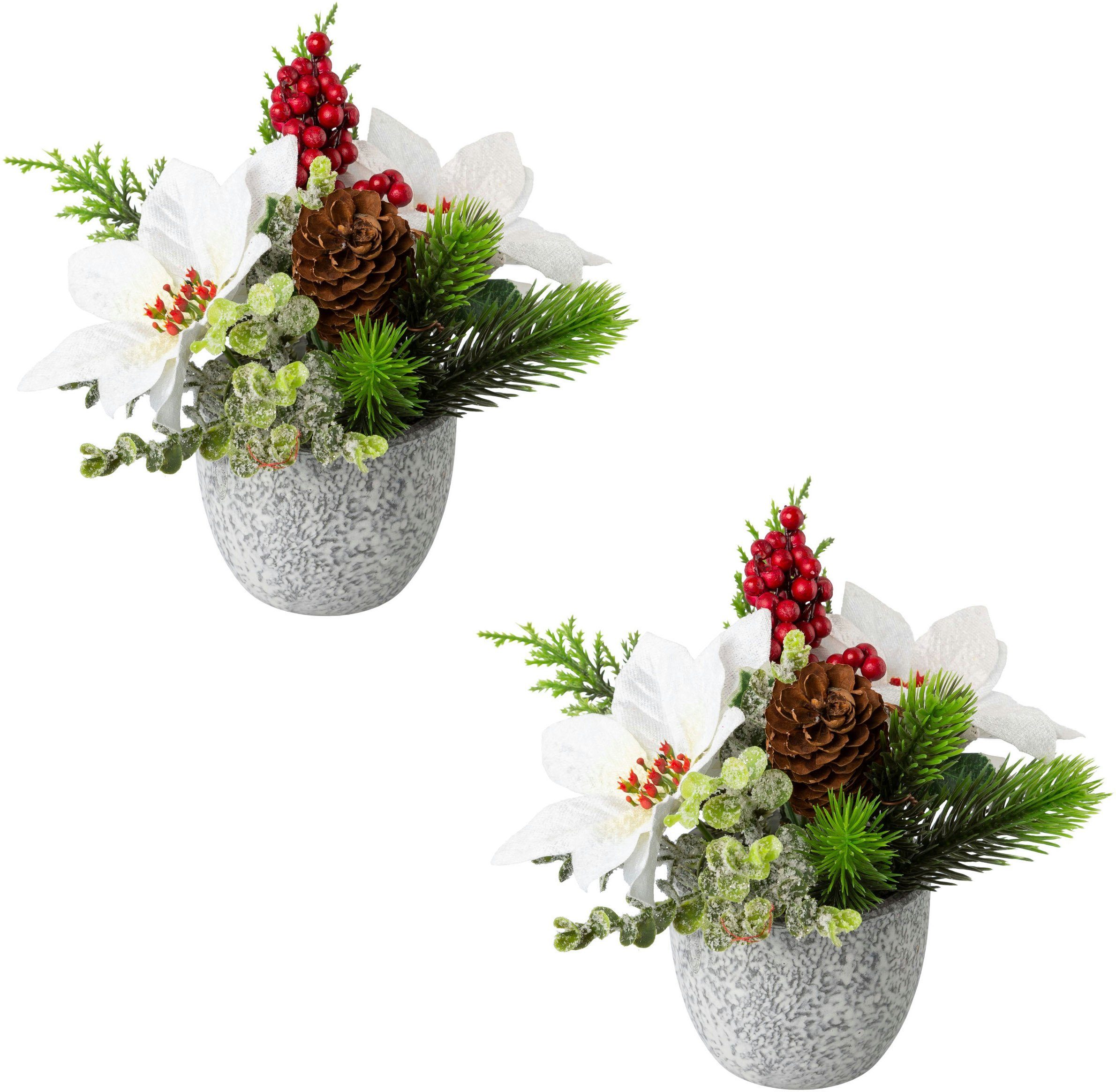 Creativ green Winterse kunstplant Kerst versiering (2 stuks)