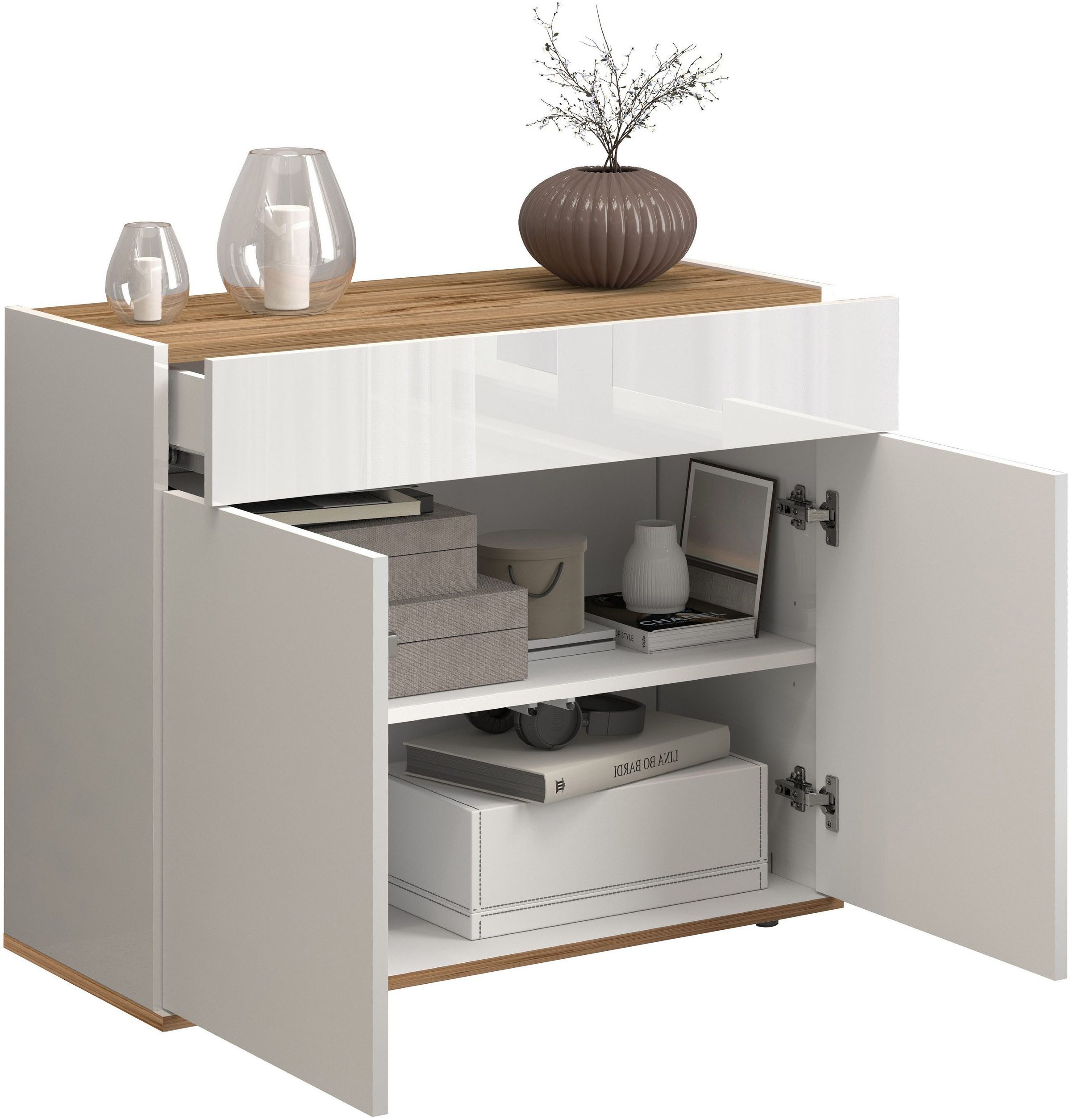 INOSIGN Dressoir Garda, Ladekast, Kast, Buffet 2 deuren, 1 lade, greeploos breedte 80,9 cm