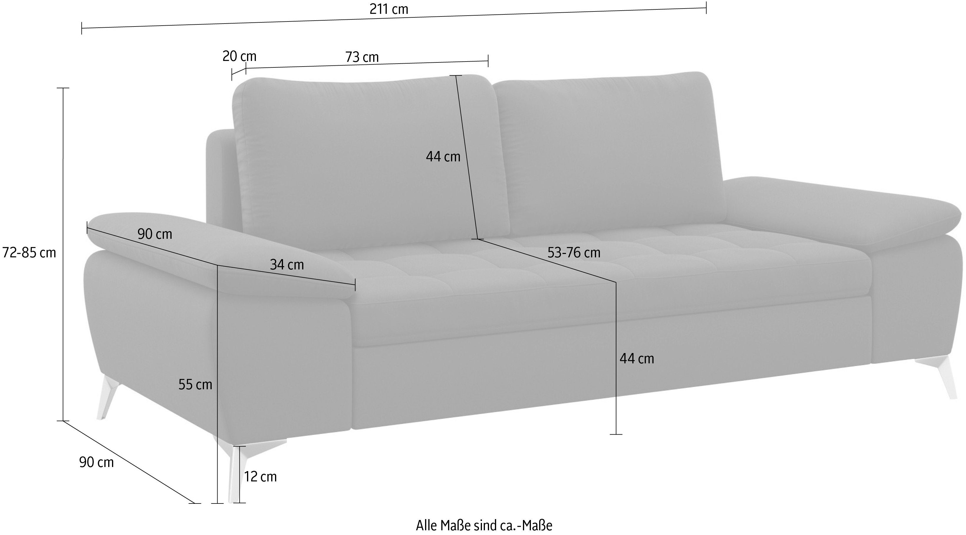 sit&more 2,5-zitsbank Latigo met hoogwaardige metalen voetjes