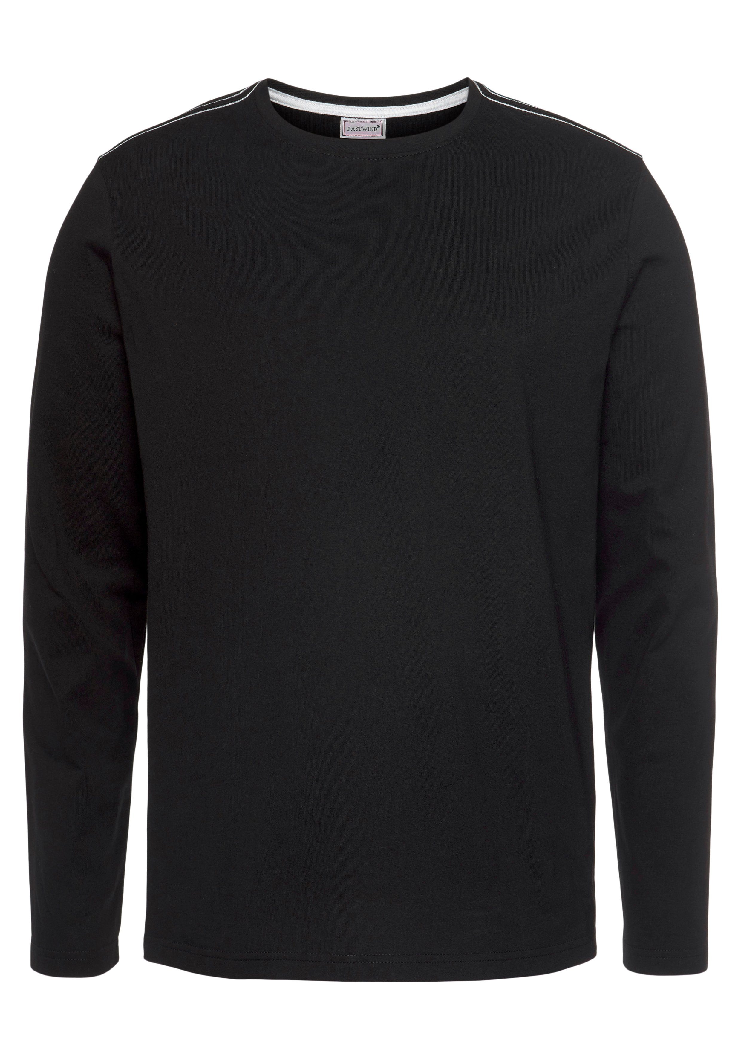 Eastwind Shirt met lange mouwen Lange mouw, basic-stijl, ronde halslijn, van 100% katoen (Set van 3)