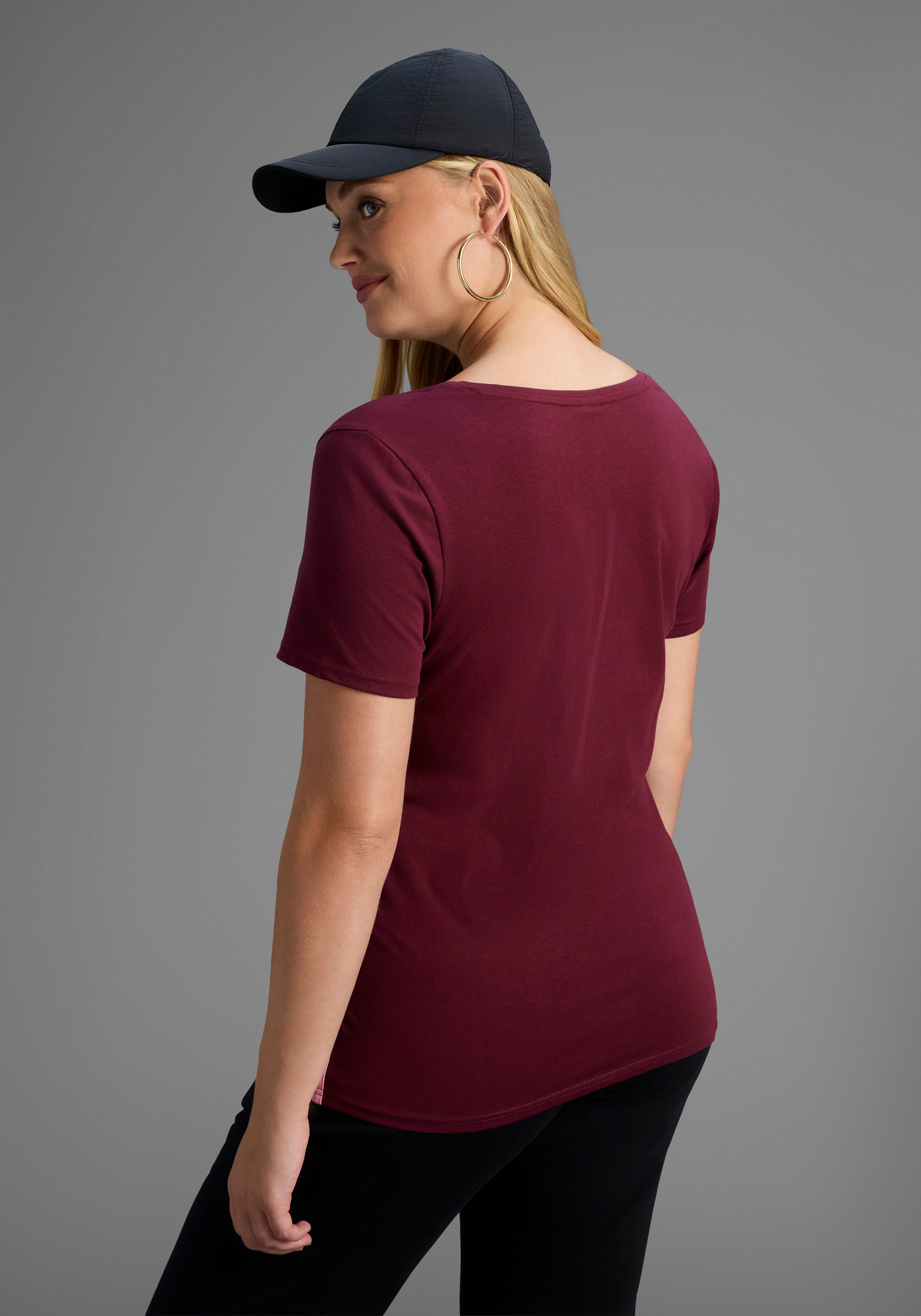 H.I.S T-shirt Korte mouwen, figuurvriendelijke snit, effen, V-hals