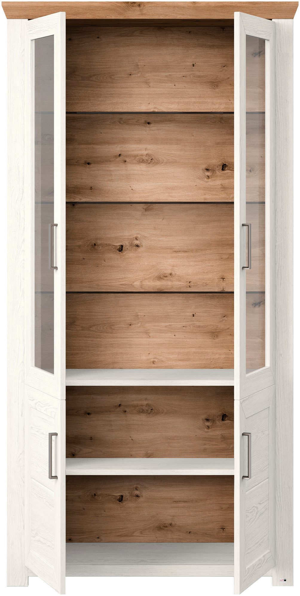 set one by Musterring Staande vitrinekast York Type 17, met twee glazen deuren, in 3 kleurvarianten, hoogte 207 cm