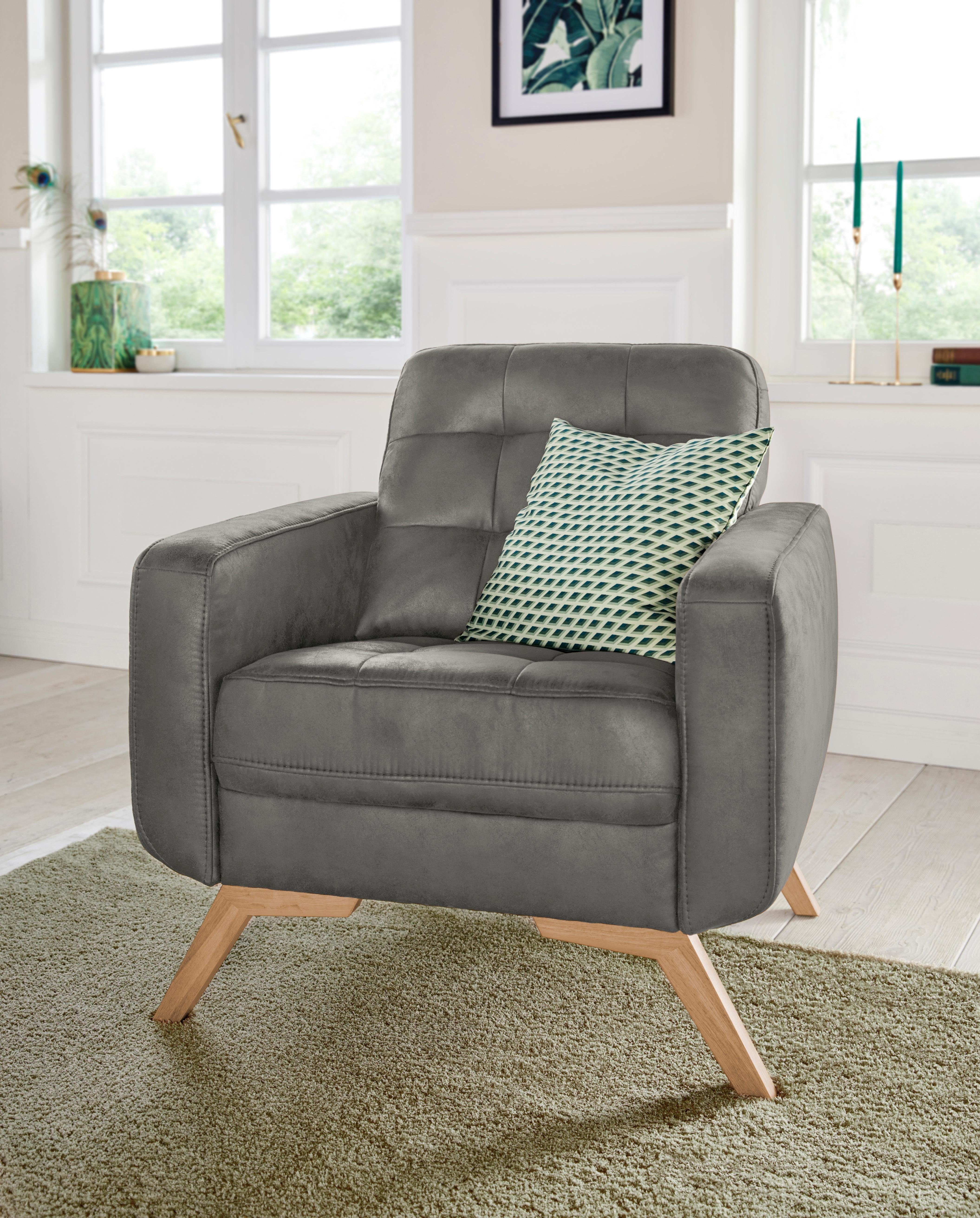 exxpo - sofa fashion Fauteuil Fiord, loungestoel actueel ontwerp, geweldige detailverwerking in de zitting en rug fauteuils grijs