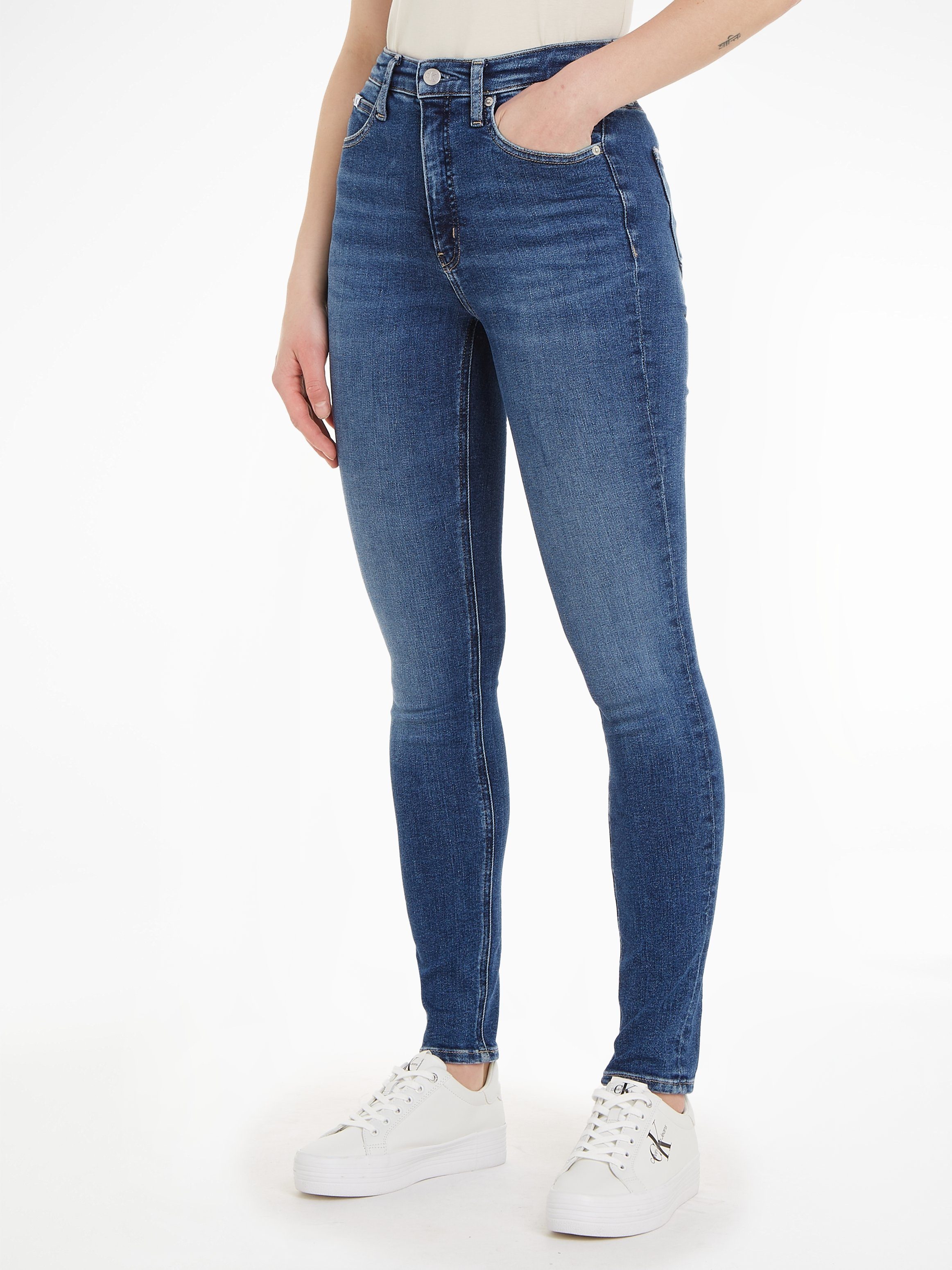 NU 20% KORTING: Calvin Klein Skinny fit jeans High rise skinny in 5-pocketsstijl