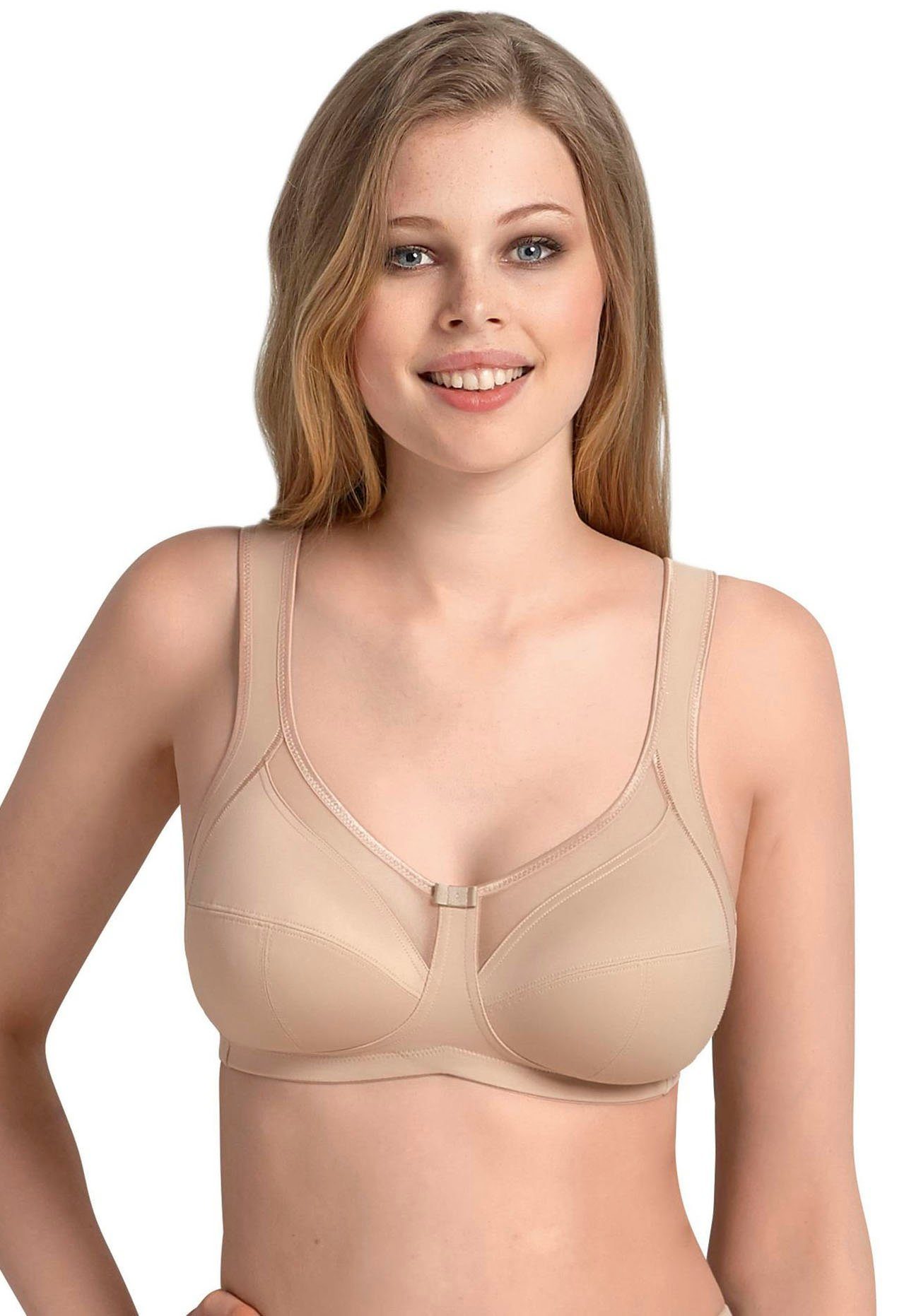 Anita Comfort Steun-bh Comfort-BH Clara Gevoerde comfortbanden, netinzet aan de voorkant dames bh's zonder beugel maat 95 F beige