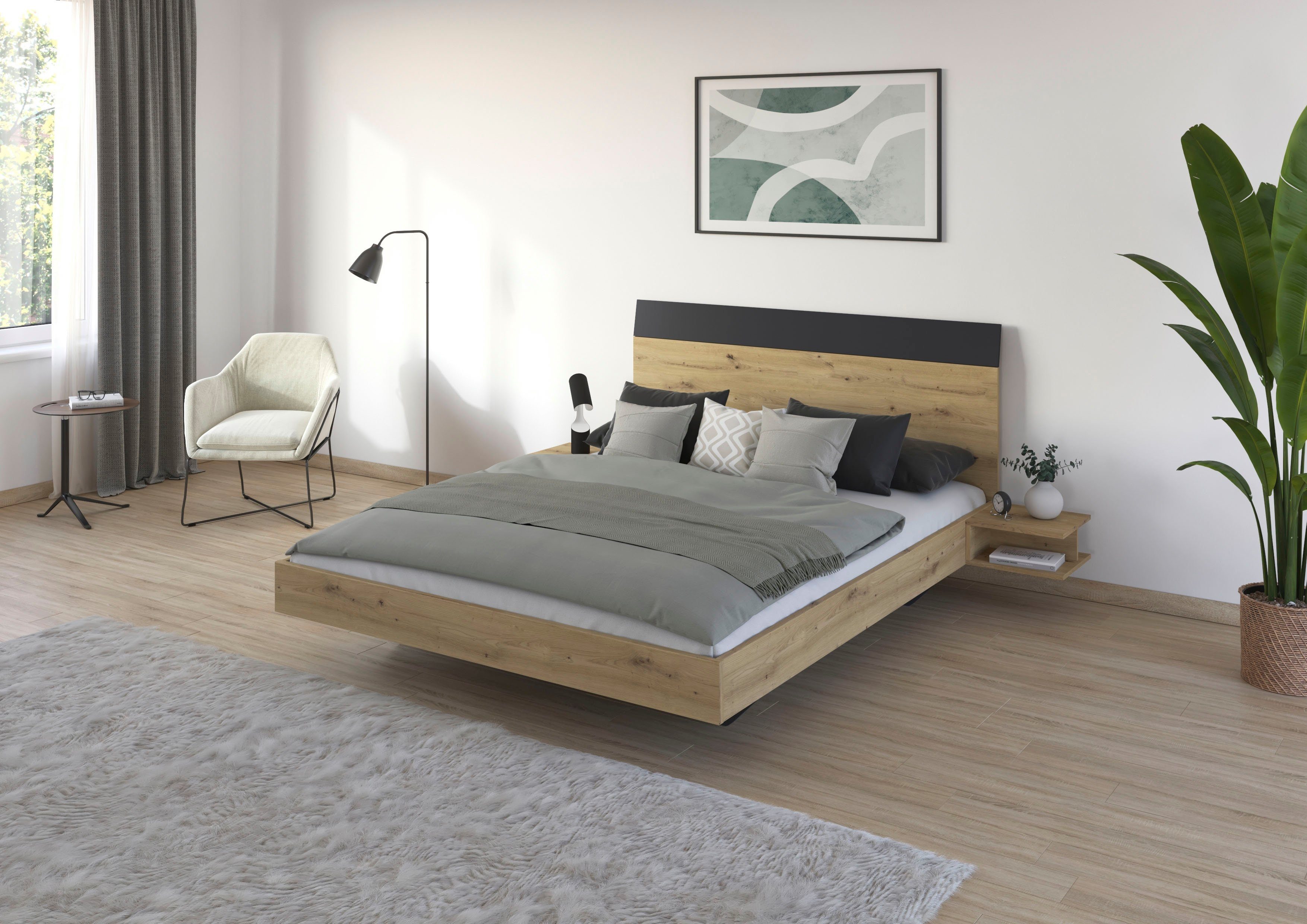 rauch Slaapkamerserie Monza met schuifdeurkast breedte 218 cm, bedcombinatie in 2 breedtes