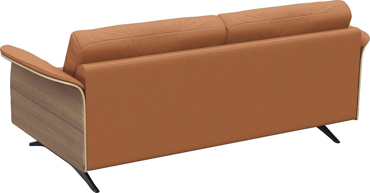 FLEXLUX 2,5-zitsbank Glow sofa, bank Premium zitting: koudschuim en binnenvering, armleuningen. Walnoot, zwarte voet