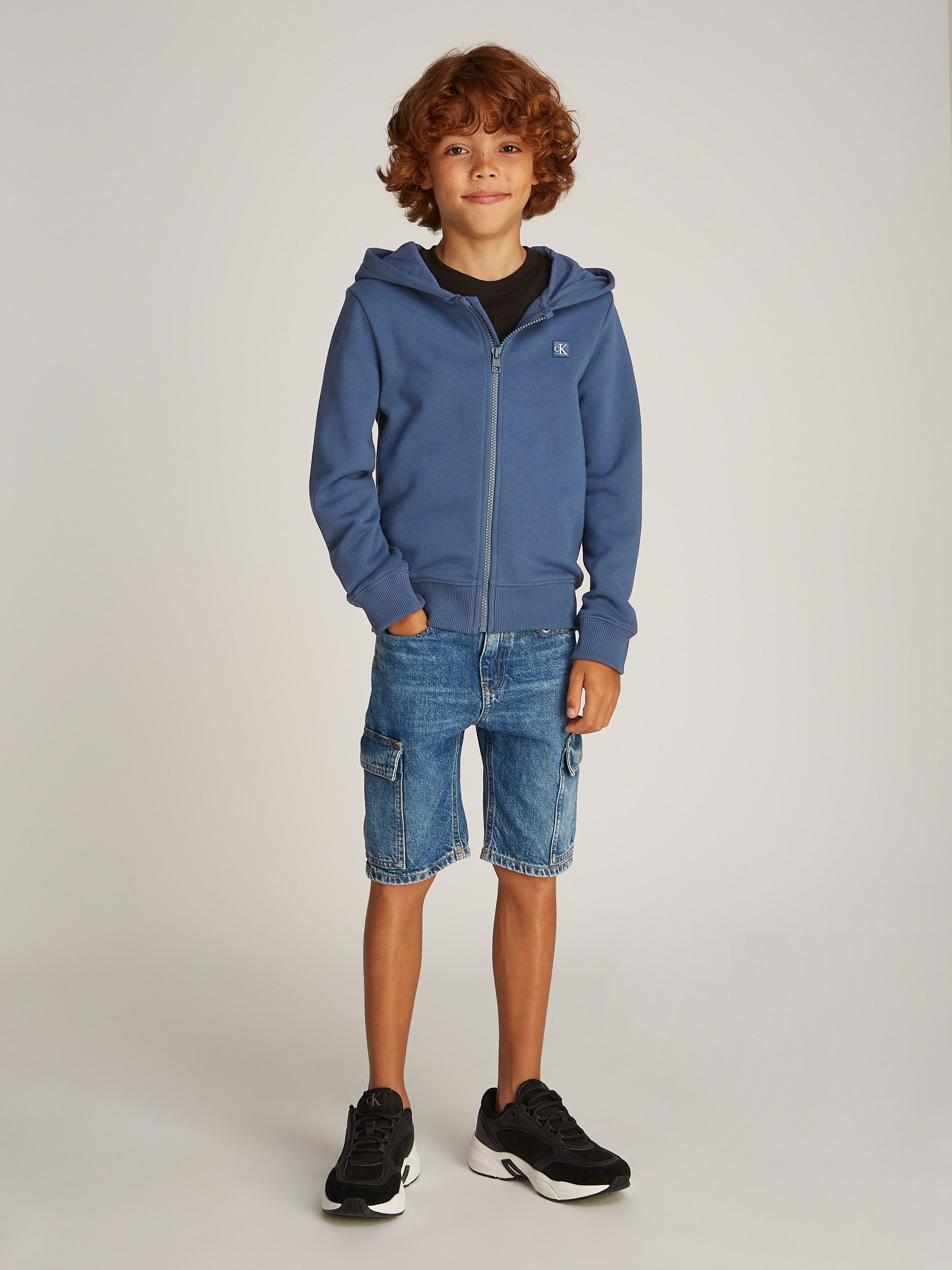 Calvin Klein Capuchonsweatvest MINI BADGE ZIP-THROUGH