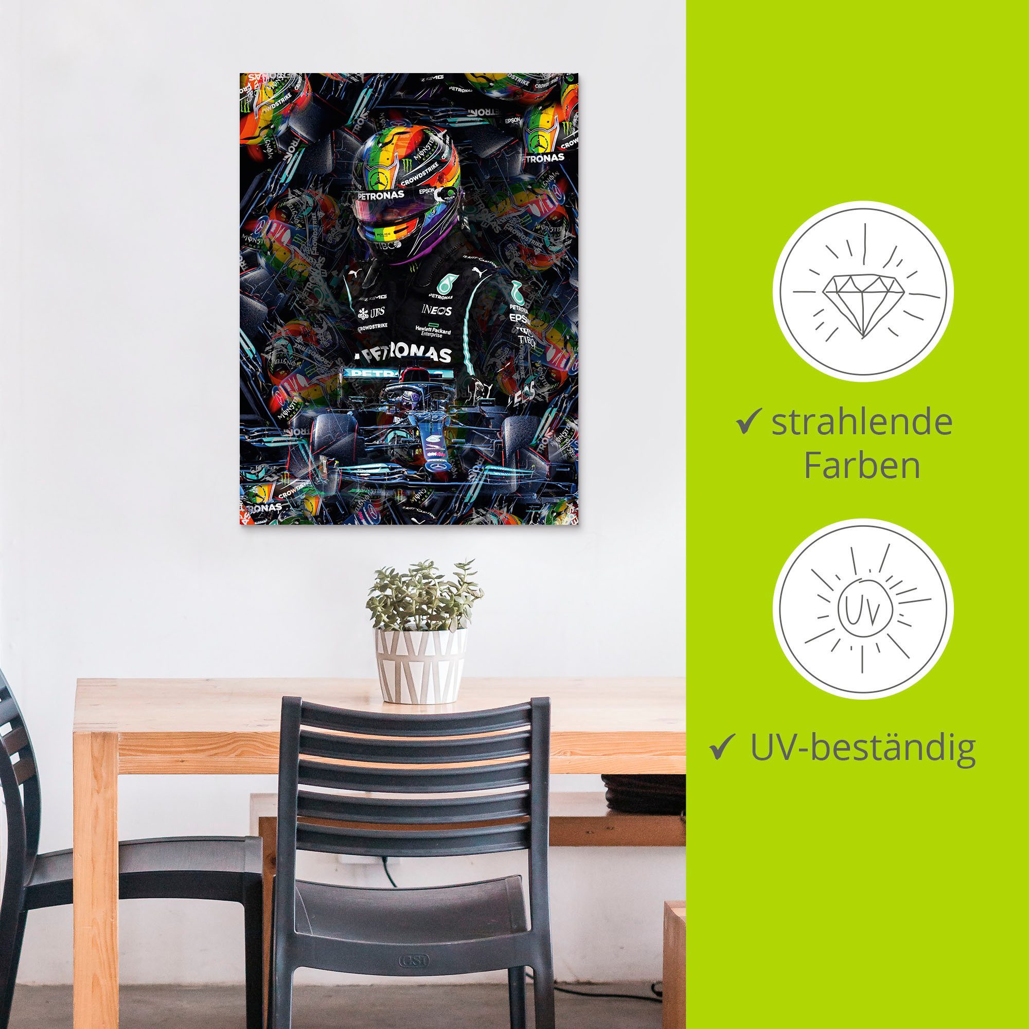 Artland Artprint Sir Lewis Hamilton motorsportlegende als artprint van aluminium, artprint voor buiten, artprint op linnen, poster in verschillende maten. maten