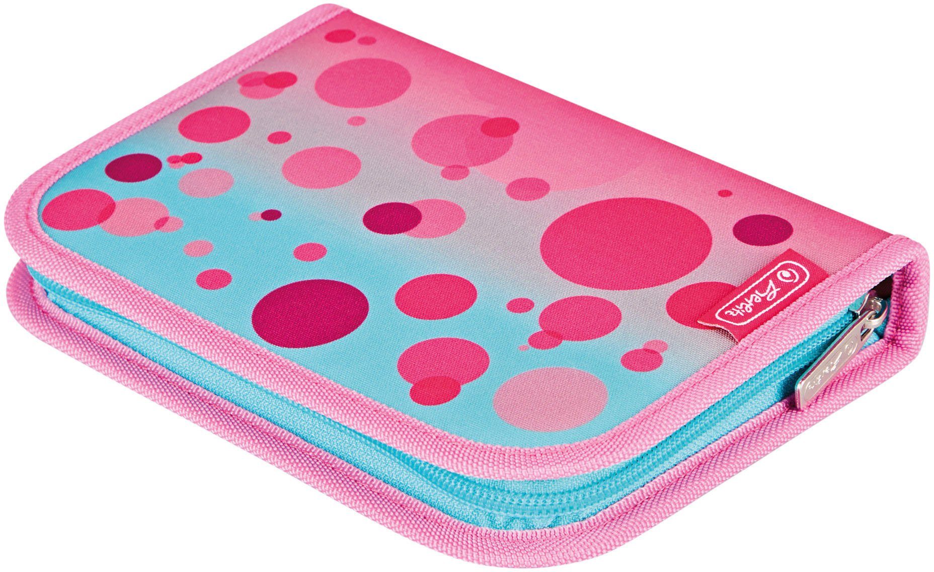 Herlitz Schoolrugzak SoftLight Plus GREENline, Pink Bubbles met afneembare applicatie en vilten hanger (set, 7-delig)