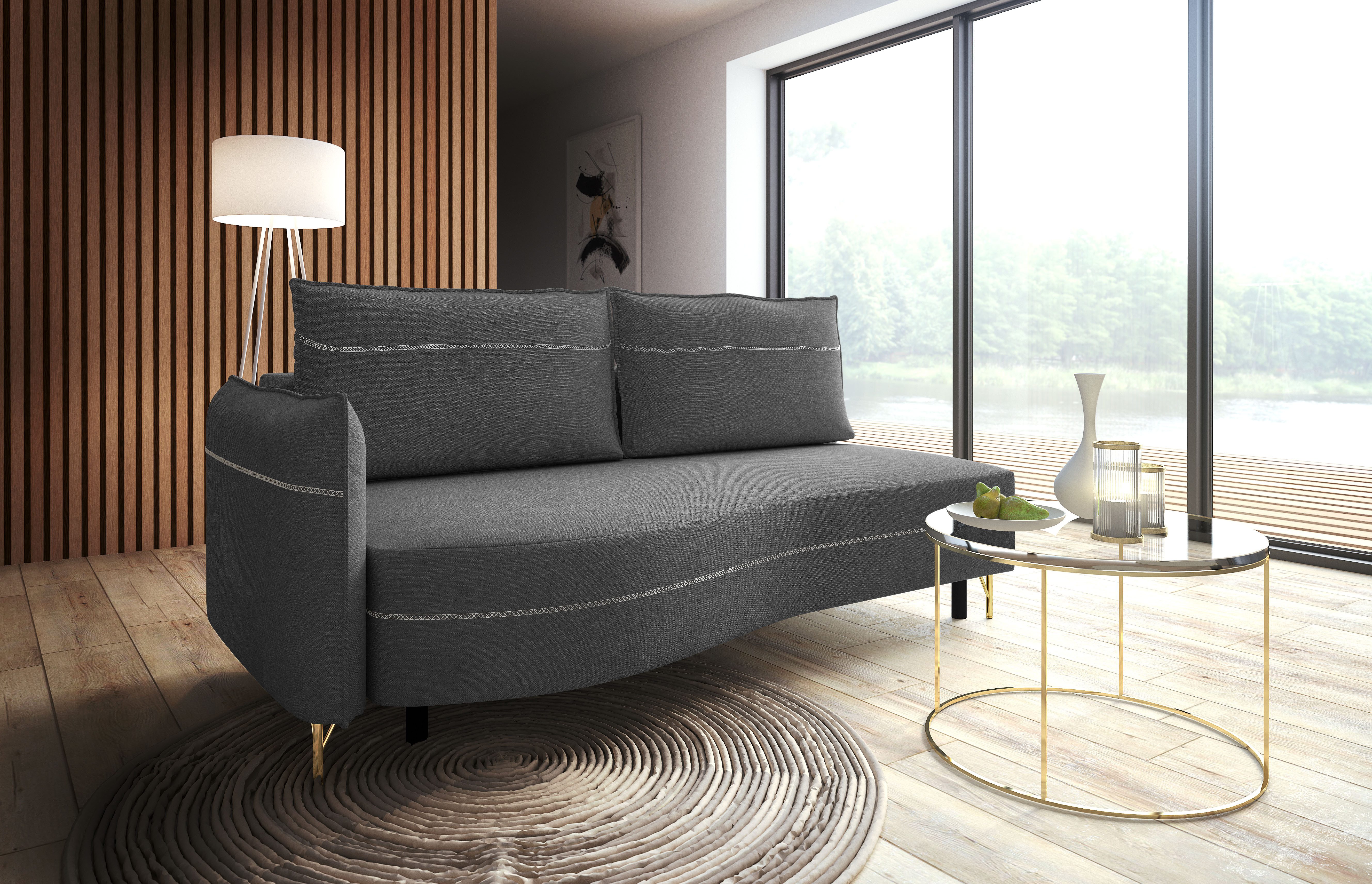 exxpo - sofa fashion Loungebank Met mooie contrastnaad, solitairmeubel, comfortabel, smalle armleuning loungemeubels zilver(kleur)