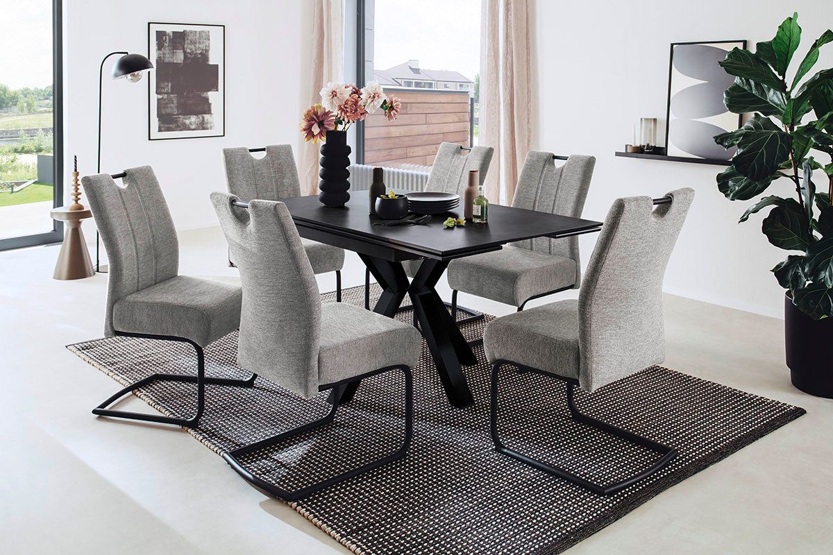 MCA furniture Eettafel PALLINI uitschuifbare tafel 90-150 cm Keramiek, metaal, lengteschuif, uittrekbaar, tafelblad 13 mm