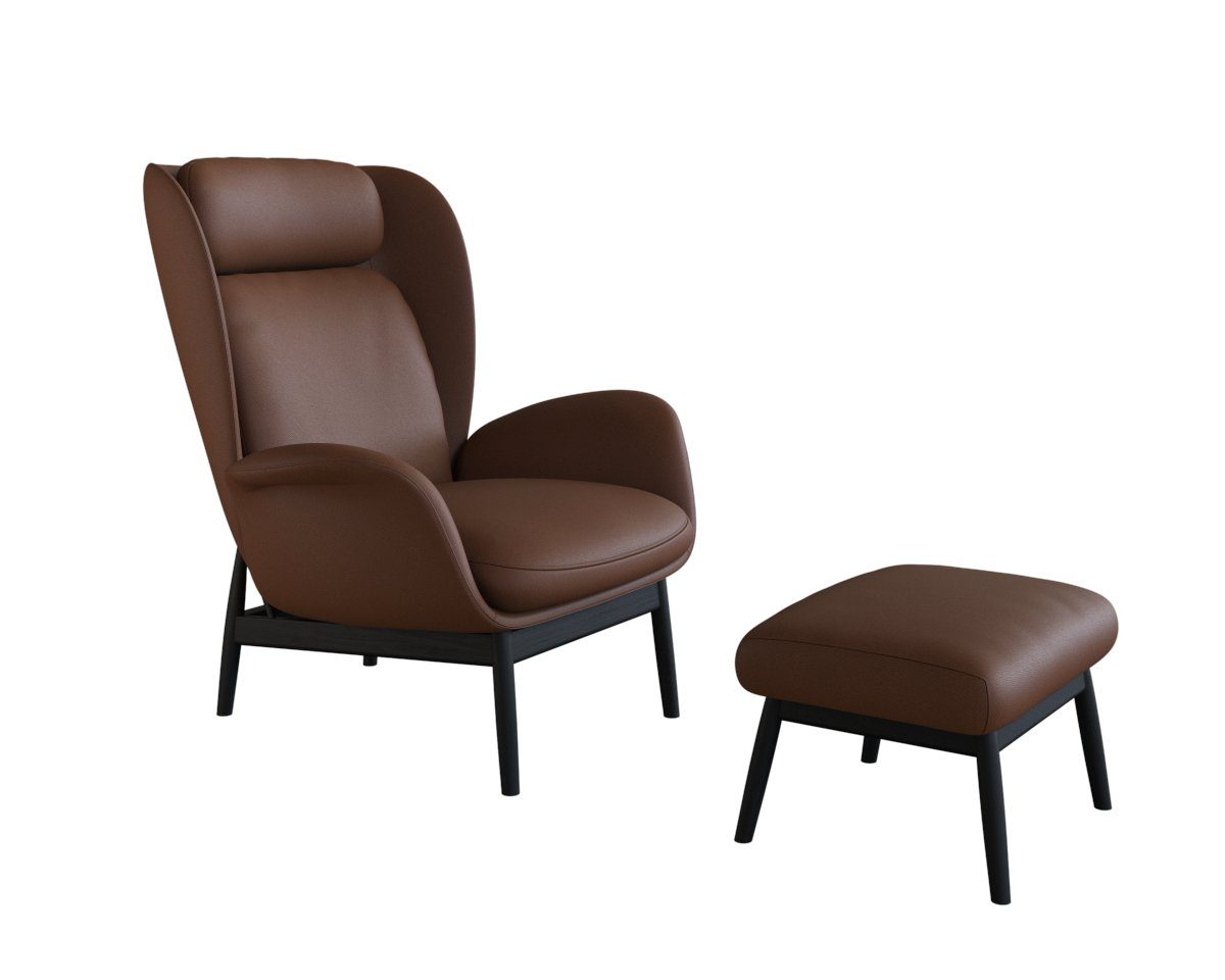 FLEXLUX Oorfauteuil Padova Stijl & comfort, organische vorm, geïntegreerde lendensteun, zwarte voet