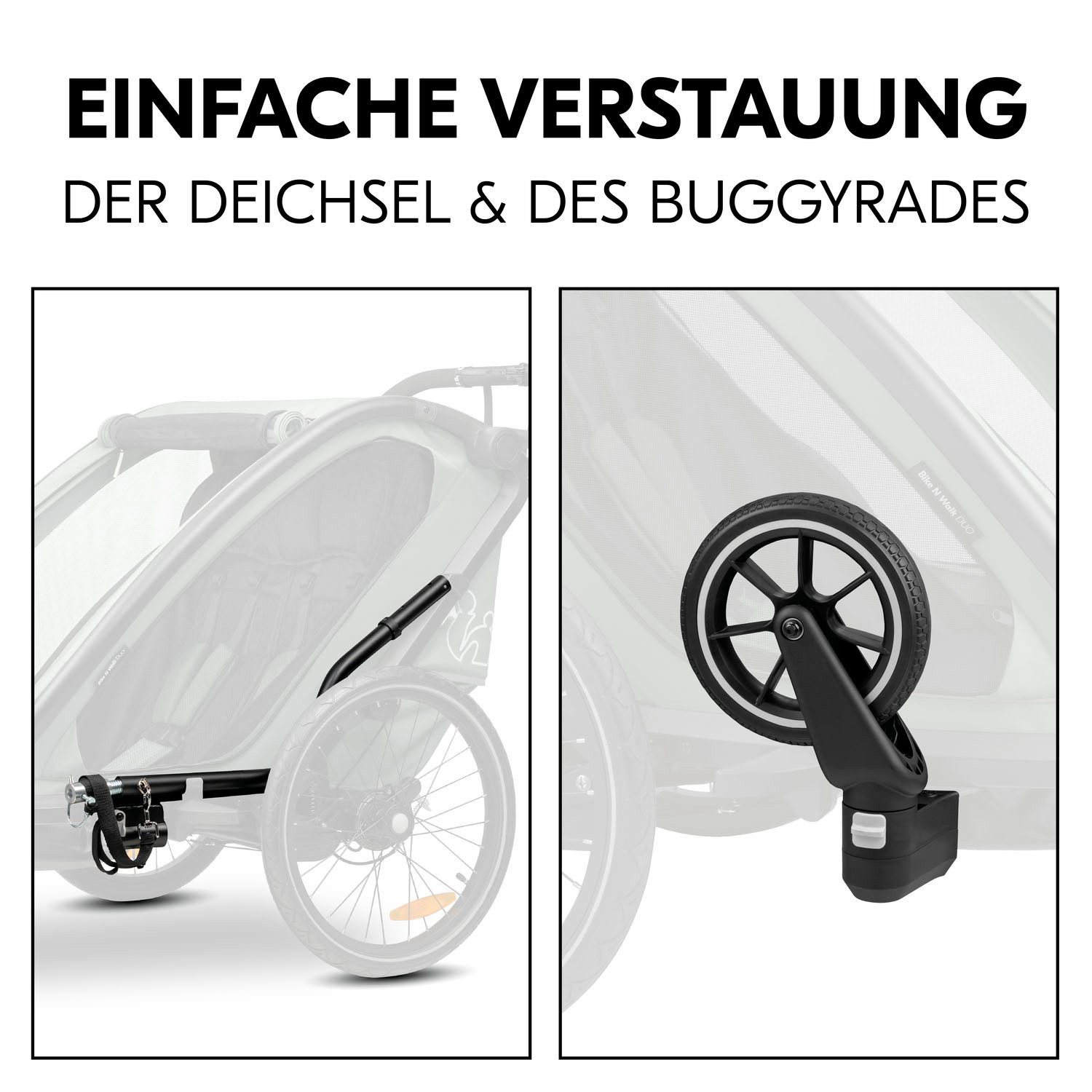 Hauck Kinderen fiets aanhanger Bike N Walk Duo voor 2 kinderen, incl. dissel