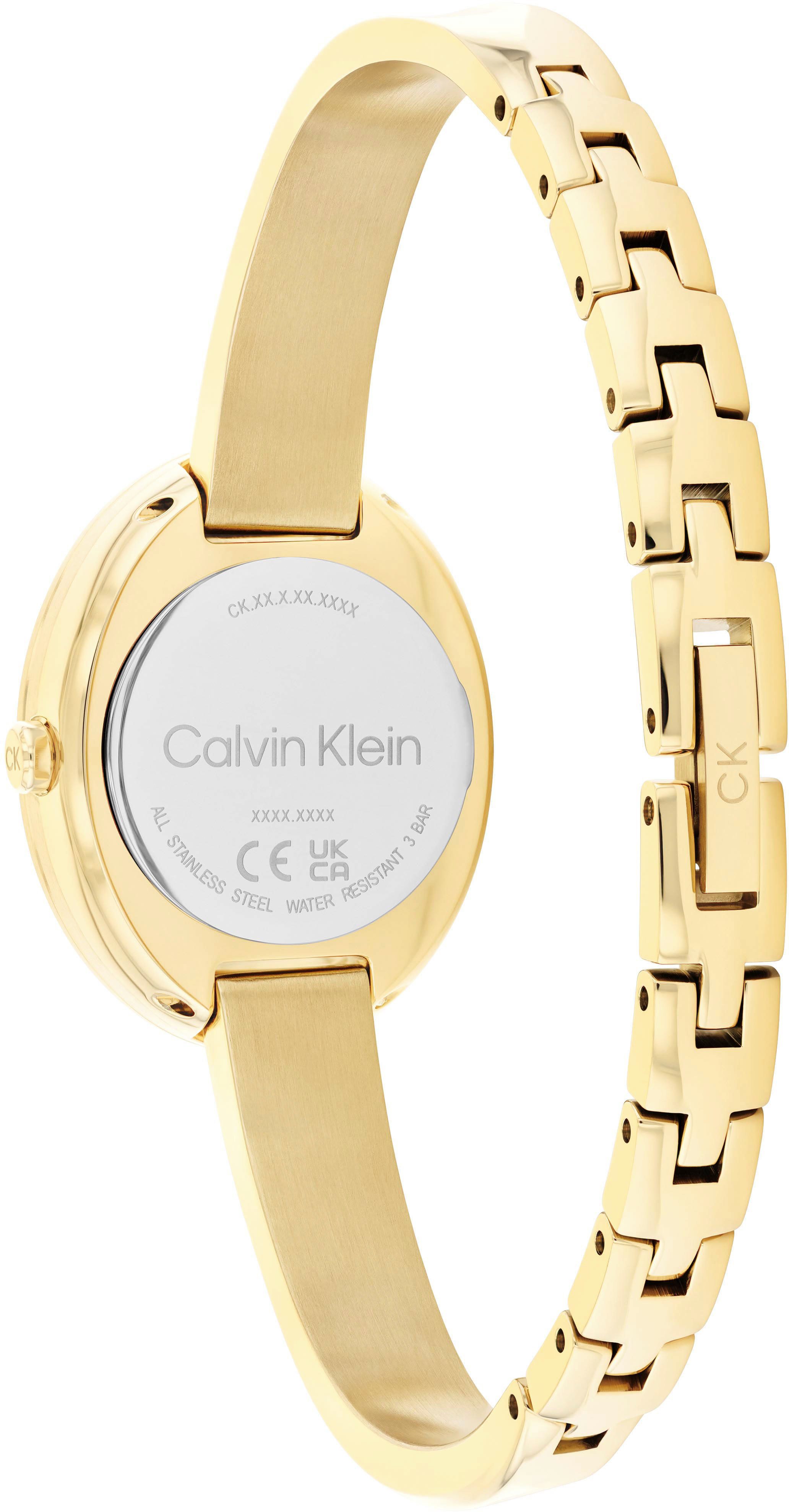 Calvin Klein Kwartshorloge TWISTED BEZEL BANGLE Horloge, dameshorloge, stalen band, analoog