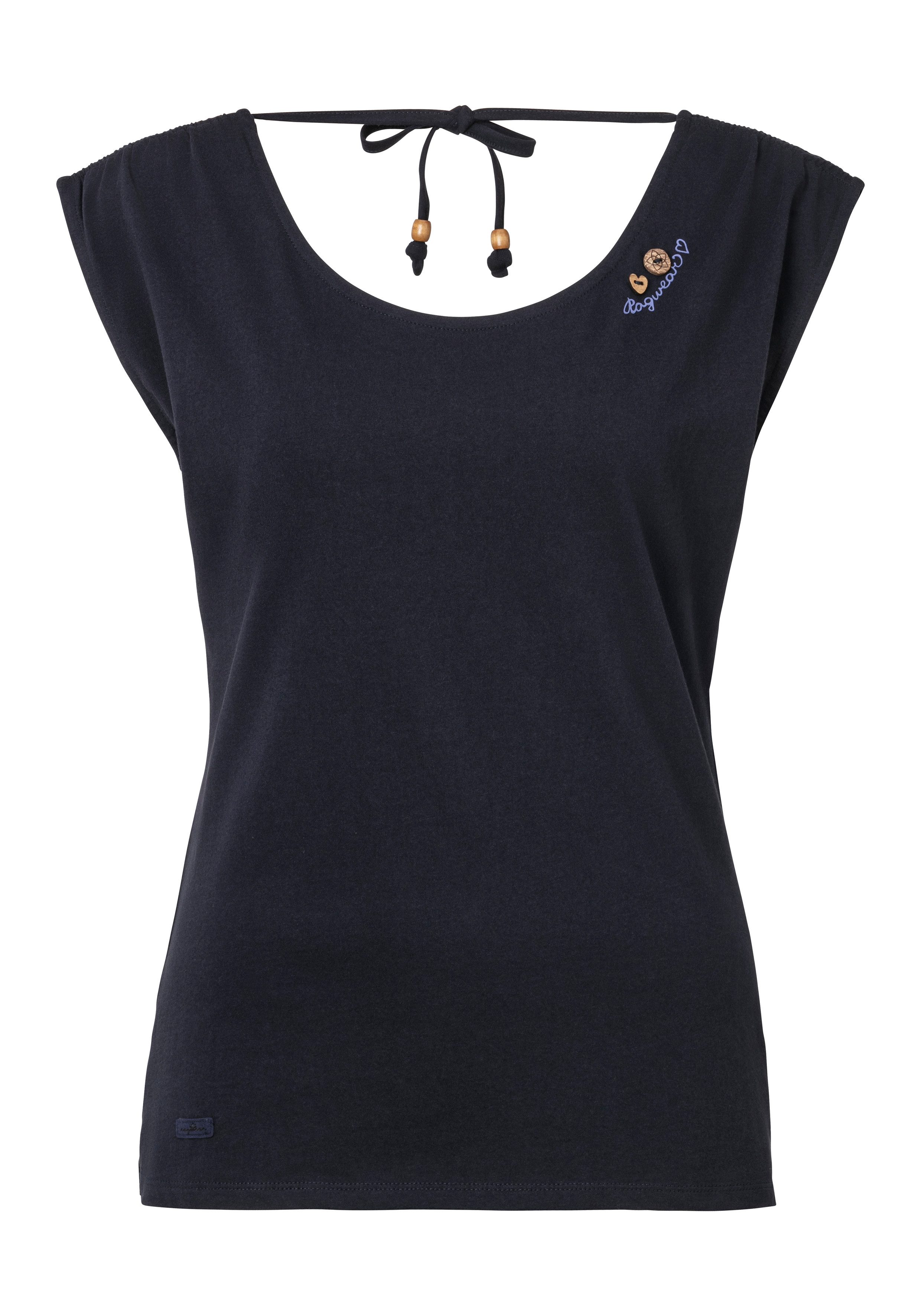 Ragwear Shirt met korte mouwen GREETA grote ruguitsnijding met band om vast te houden