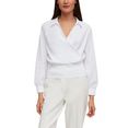 comma blouse met lange mouwen in wikkel-look, van hoogwaardige katoenmix wit