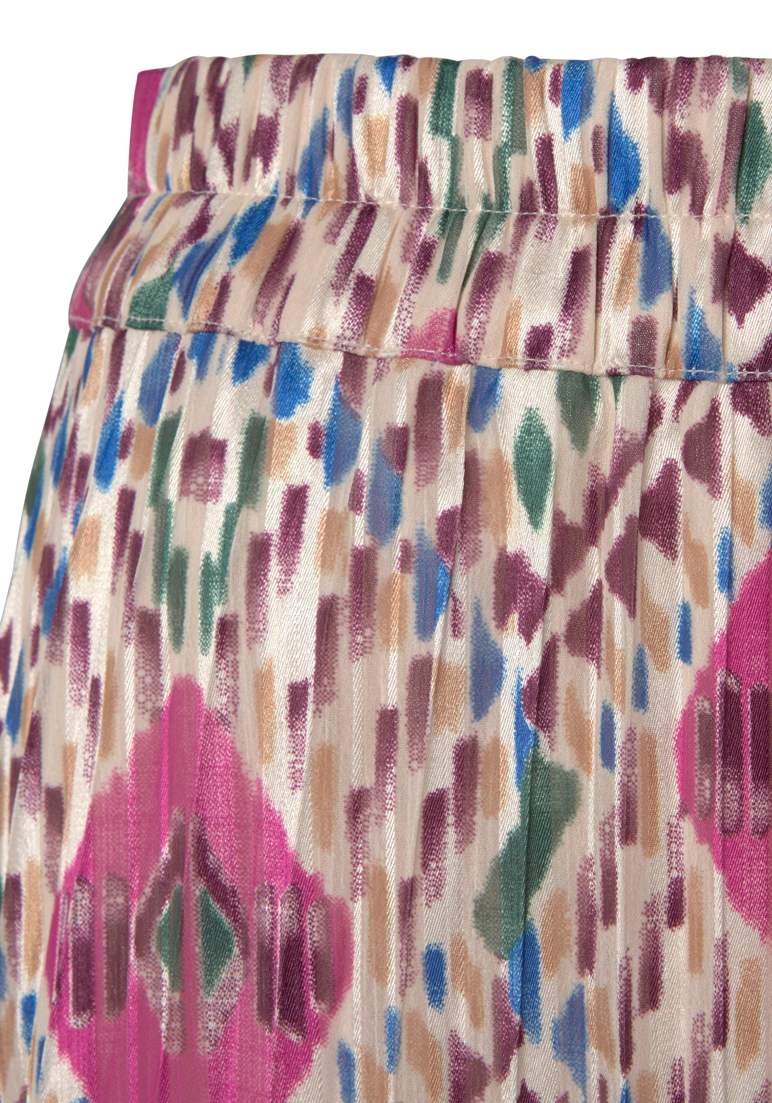 Lascana Plissérok van lichte chiffonstof, midirok met aloverprint, zomers