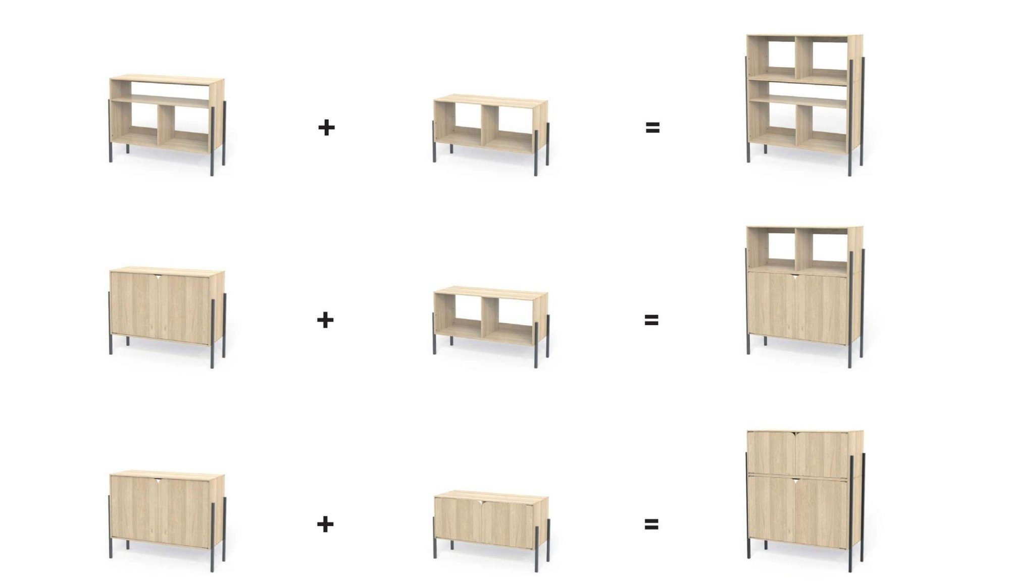 andas Tv-meubel Finton Commode met 2 deuren, kast van massief eikenhout, breedte 76 cm