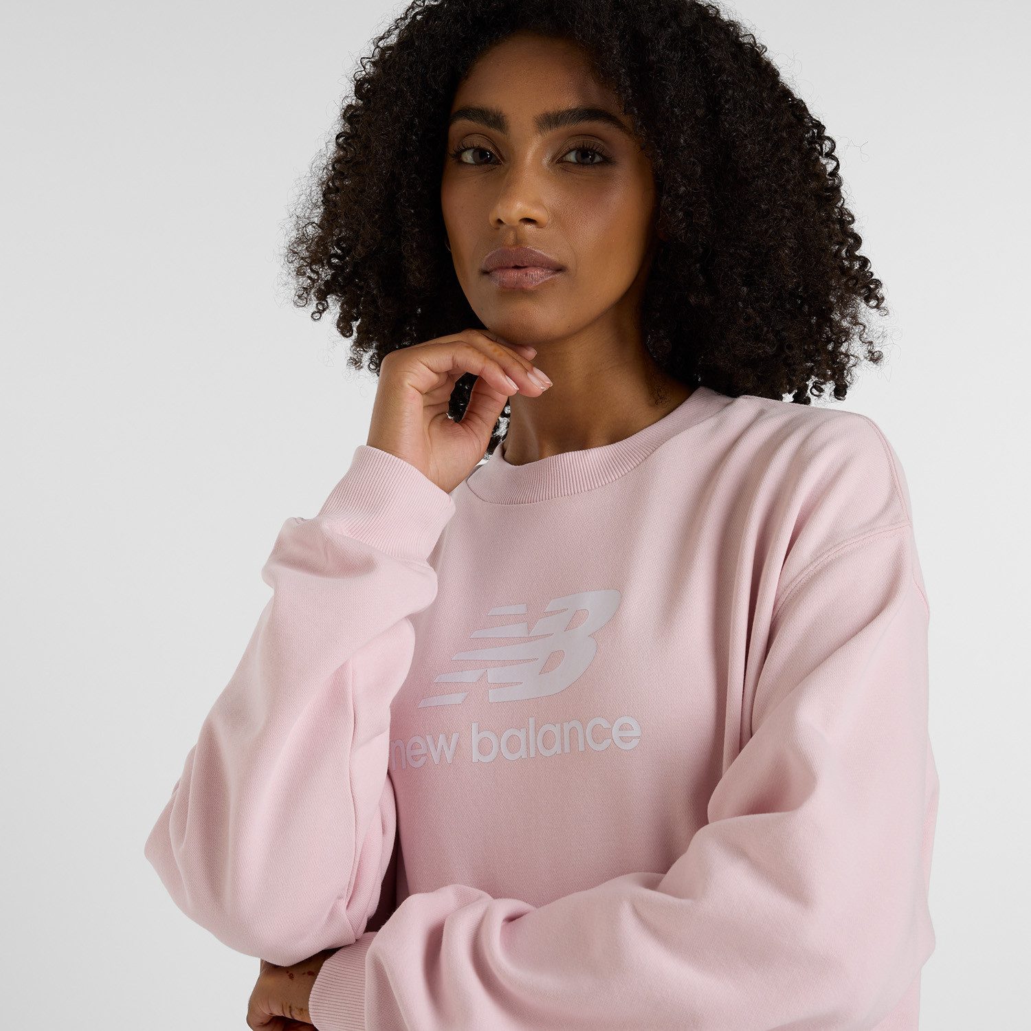 New Balance Hoodie Sport Essentials French Terryogo CrewONARCH BURGUNDY