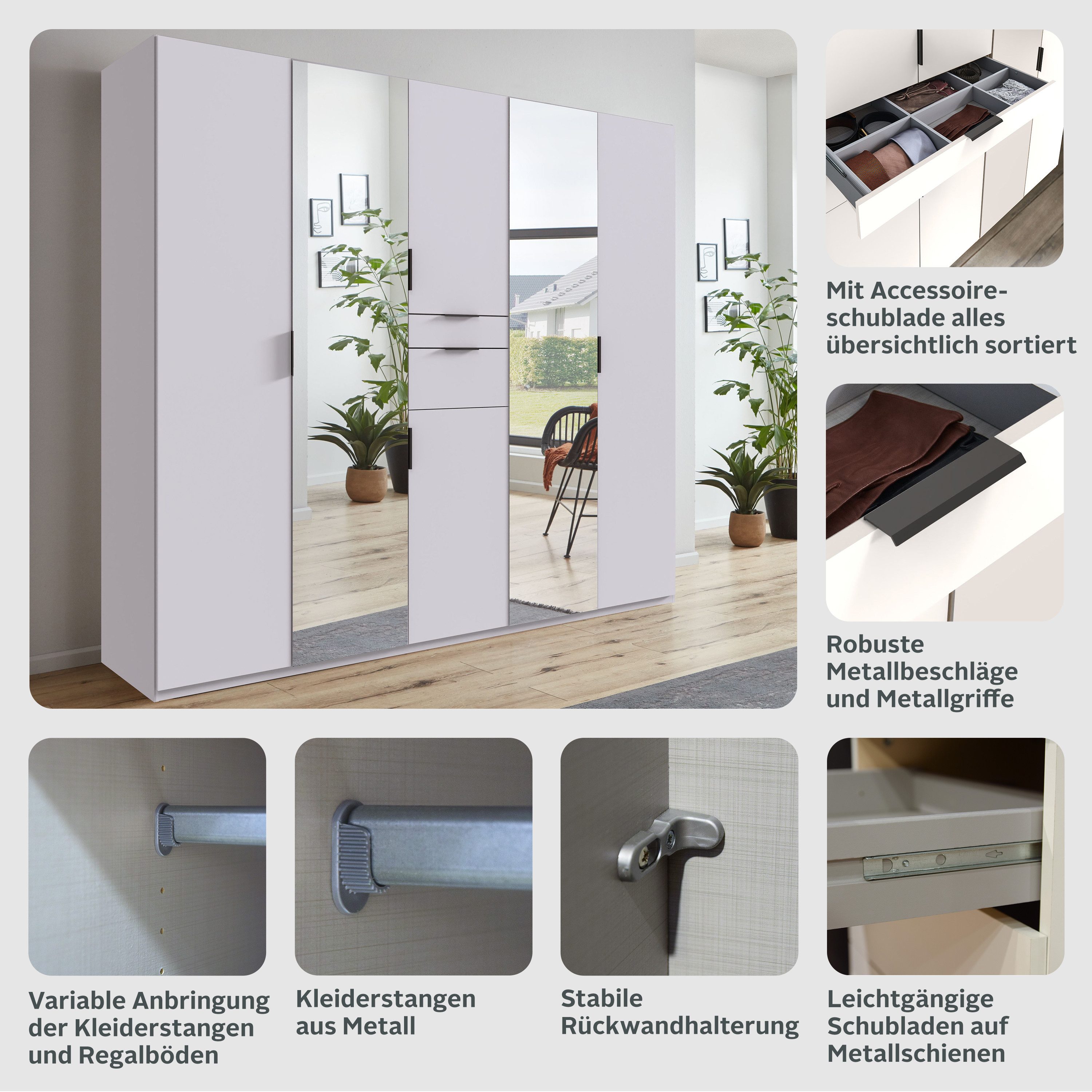 Wimex Draaideurkast Moldau kledingkast met spiegel slaapkamerkast bestseller Kies je interieur, kant-en-klaar geconfigureerd in de kast