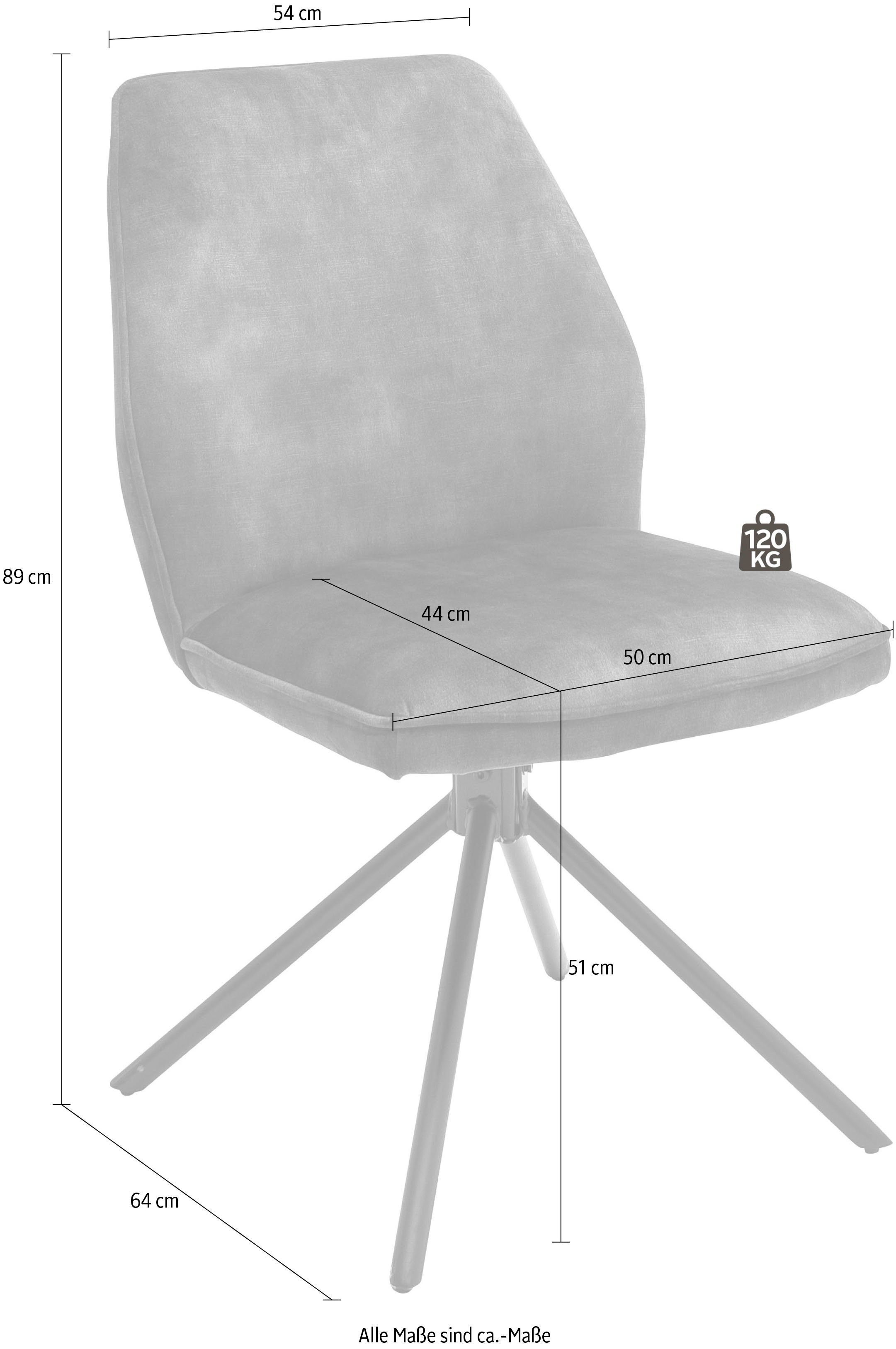 MCA furniture Eetkamerstoel OTTAWA Vintage suède-look met opstaande naad, stoel belastbaar tot 120 kg (set, 2 stuks)